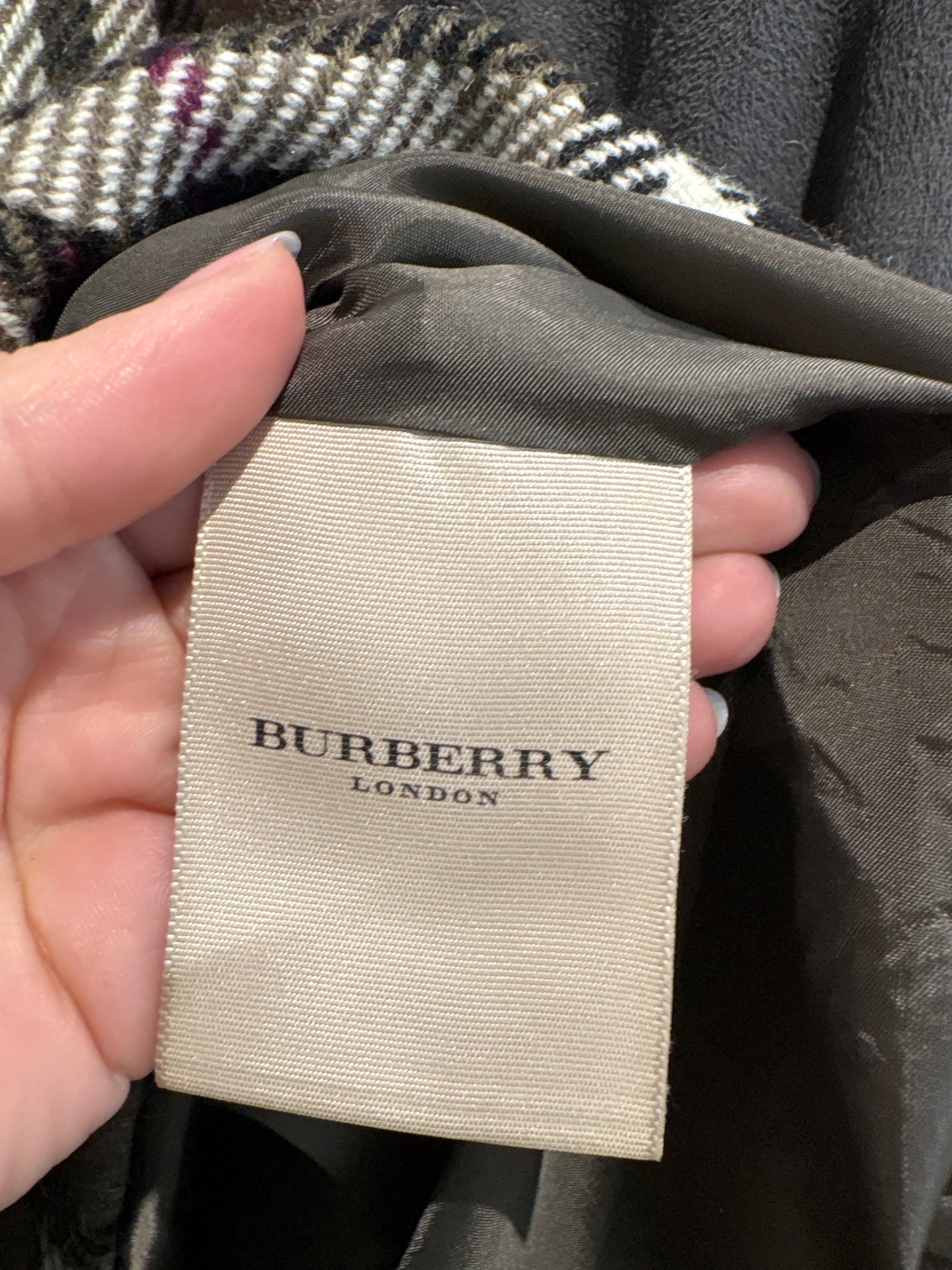 Fustă amplă Burberry cu print specific brandului din lana extrafina