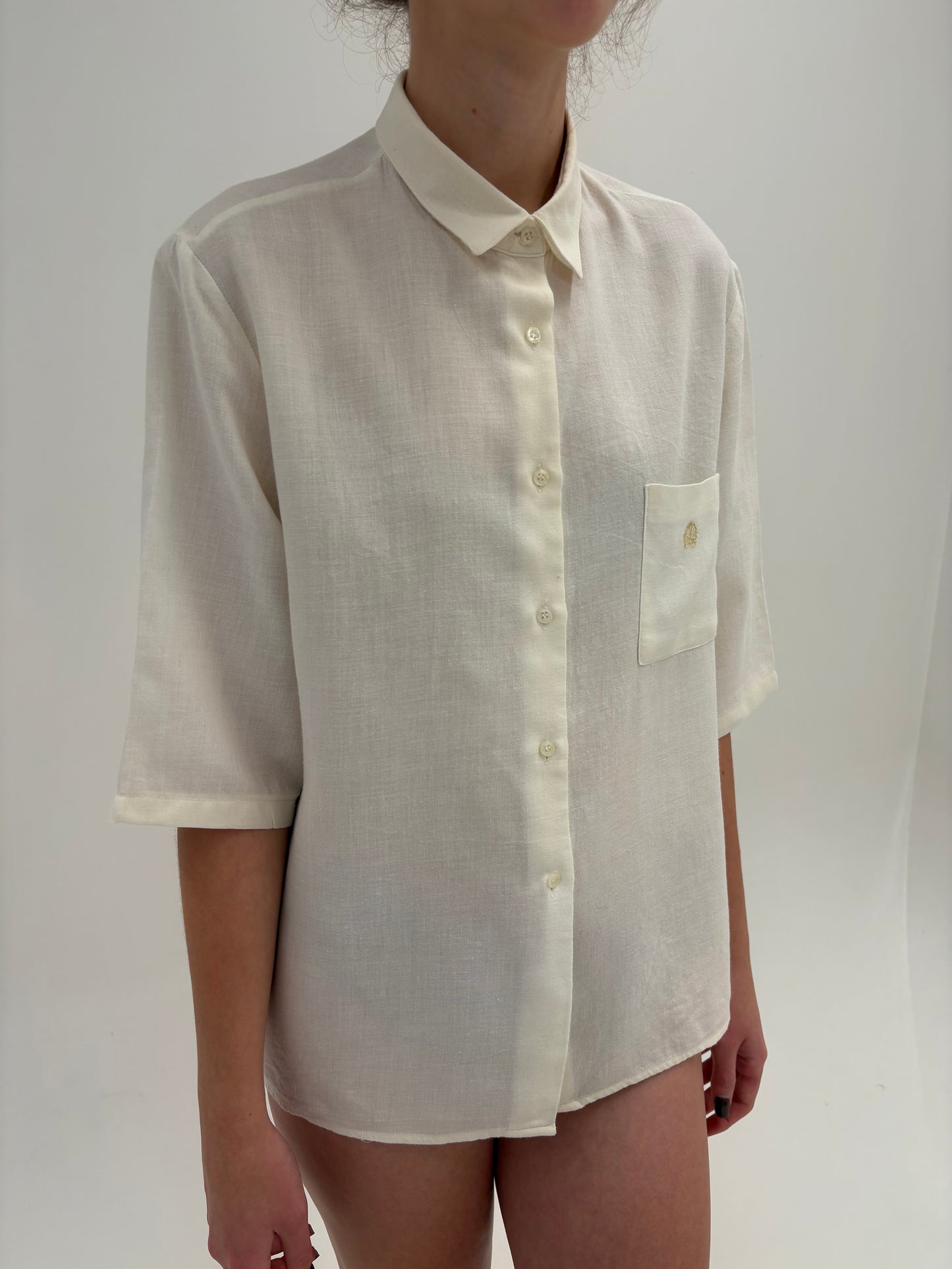 Cămașa butter white din lana extrafina