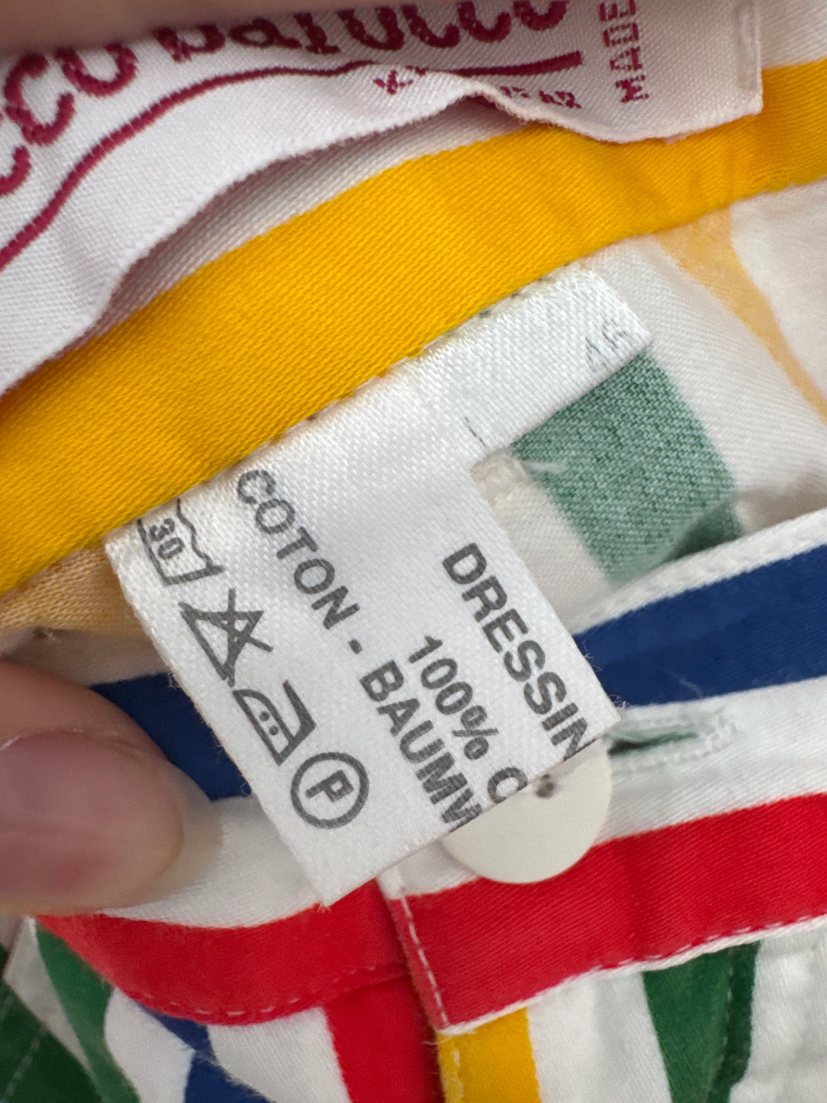 Pantaloni Rocco Barocco luxury țigaretă în dungi din canvas fin de bumbac