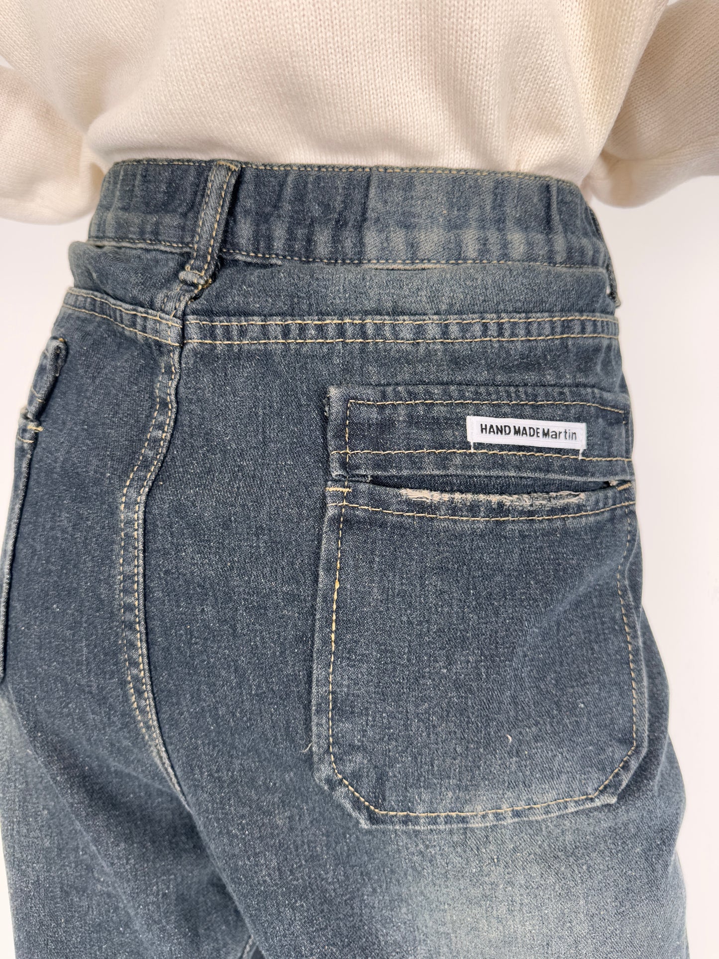 Jeanși Luxury hand made whide leg cu talie ultra înaltă elastică