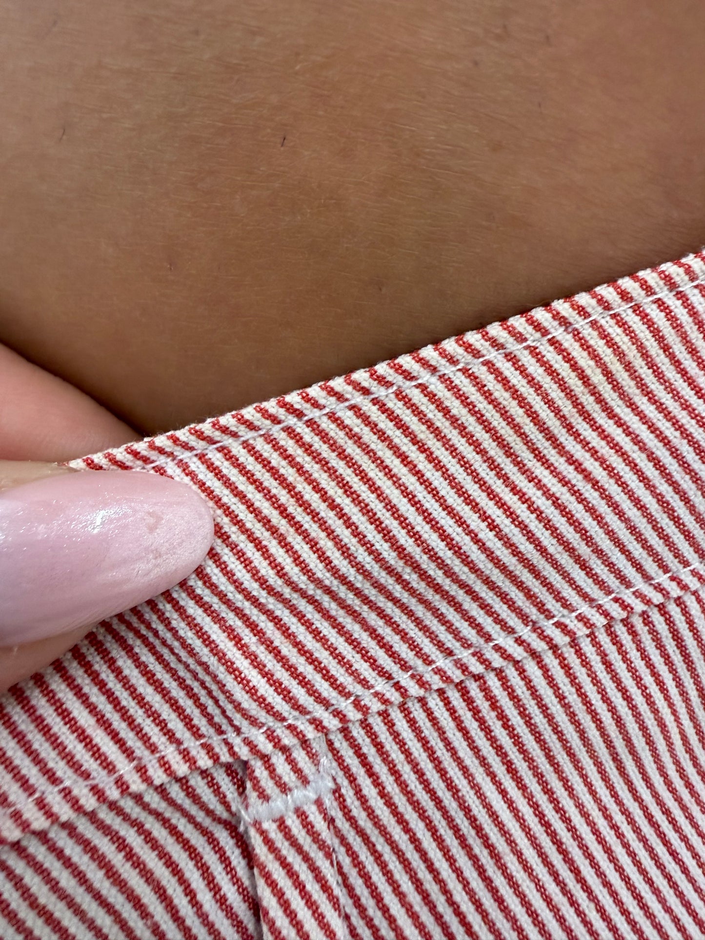 Fustă vintage Fendi de arhivă nouă cu etichetă cu dungi fine roșii din bumbac