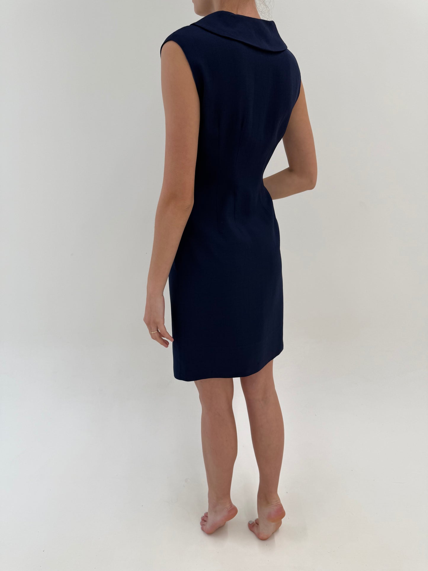 Rochie Old vintage din pânză anii 60 cu guler supradimensionat