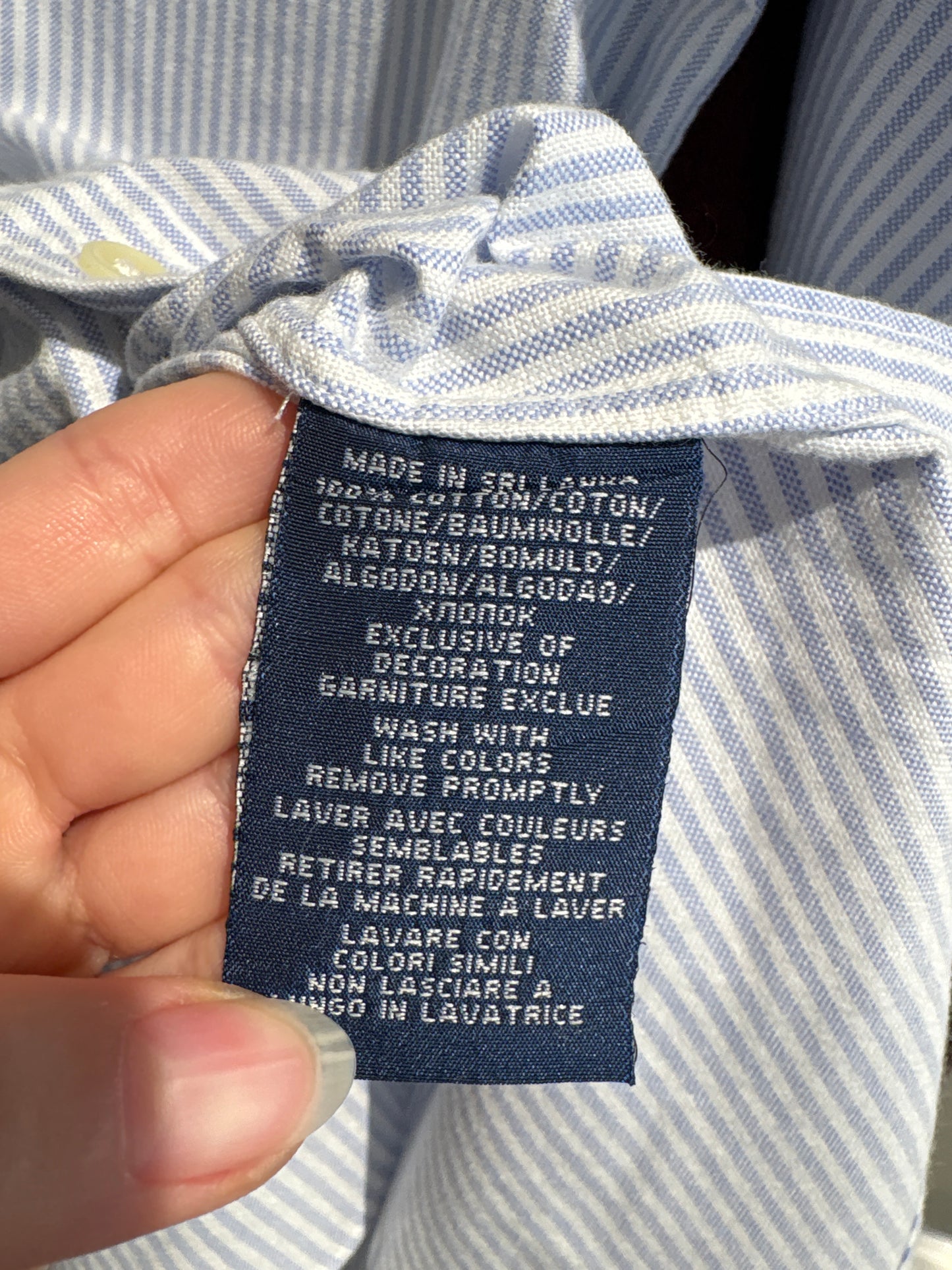 Cămașa Ralph Lauren din poplin gros cu dungi baby blue