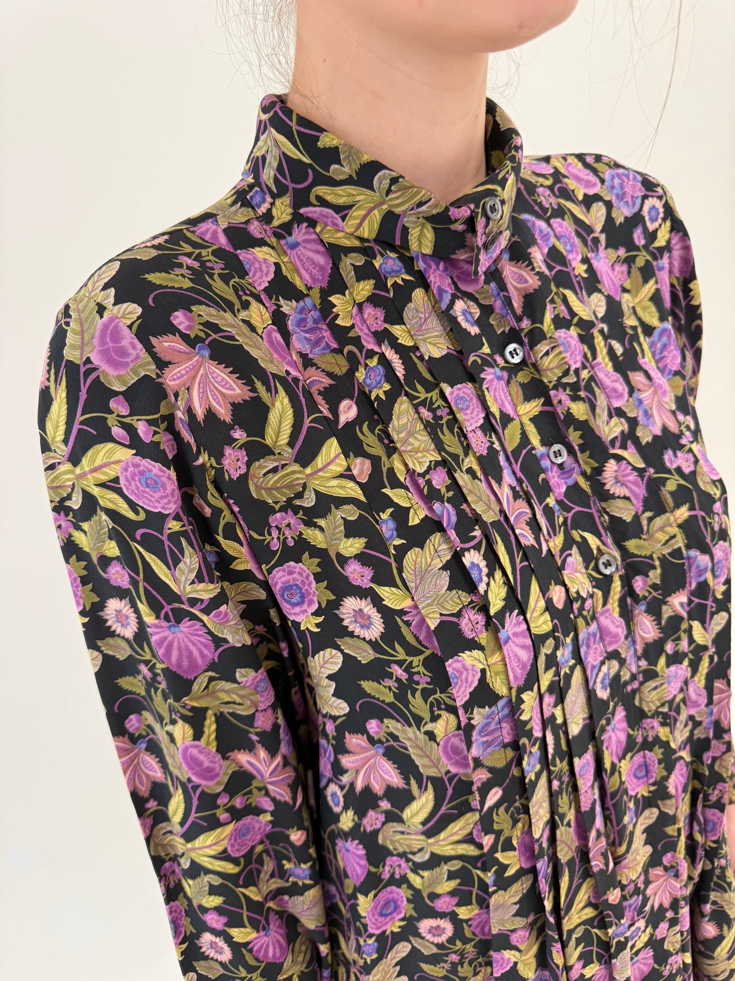Rochie vintage italiană din mătase naturală cu print floral