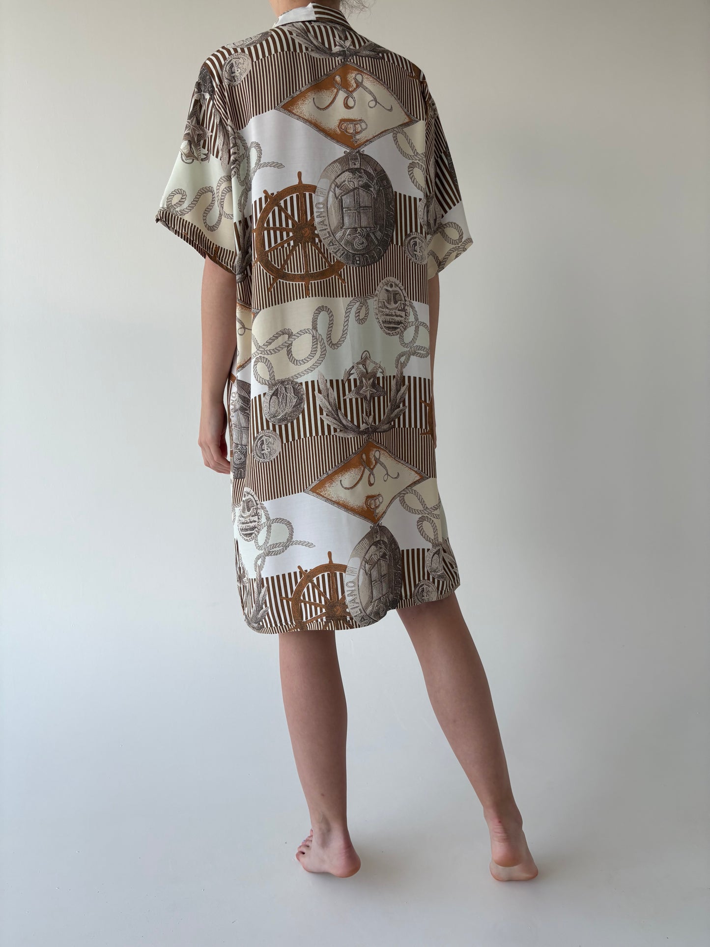 Rochie vintage premium tip cămașă cu print baroc