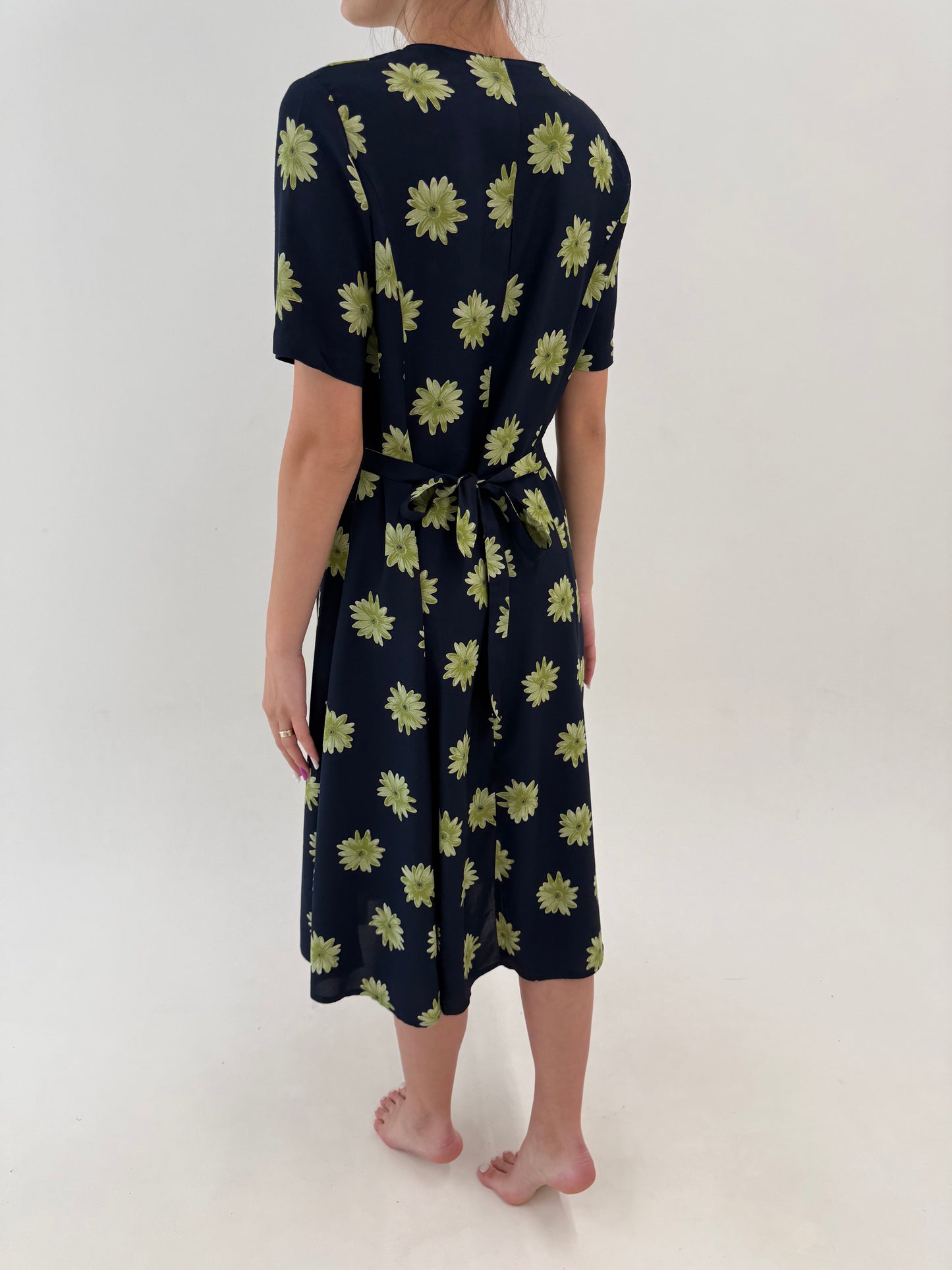 Rochie vintage maxi Navy blue super vaporoasă cu talie reglabilă la spate