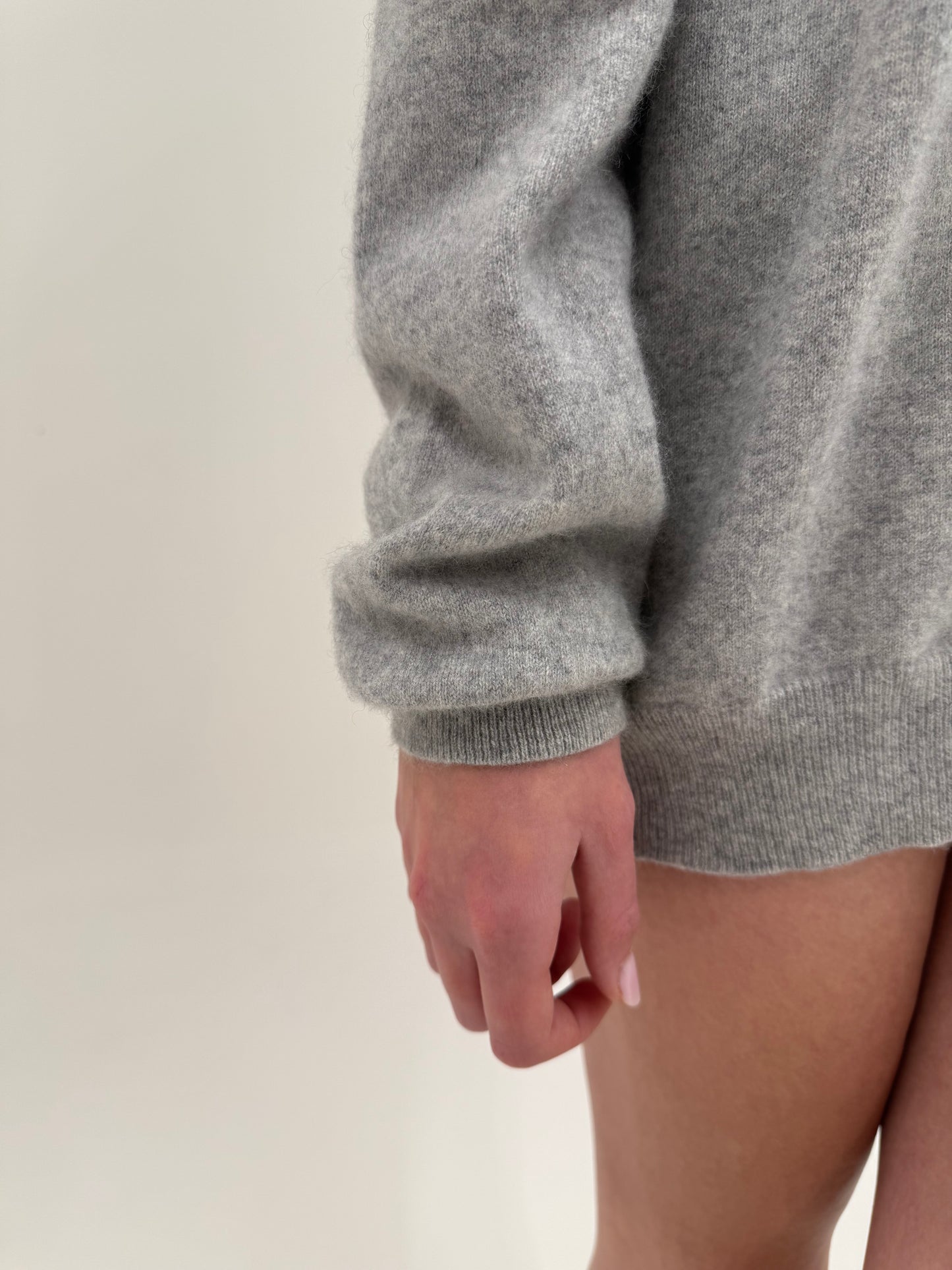 Pulover din cașmir gros multiply crew neck silver gray