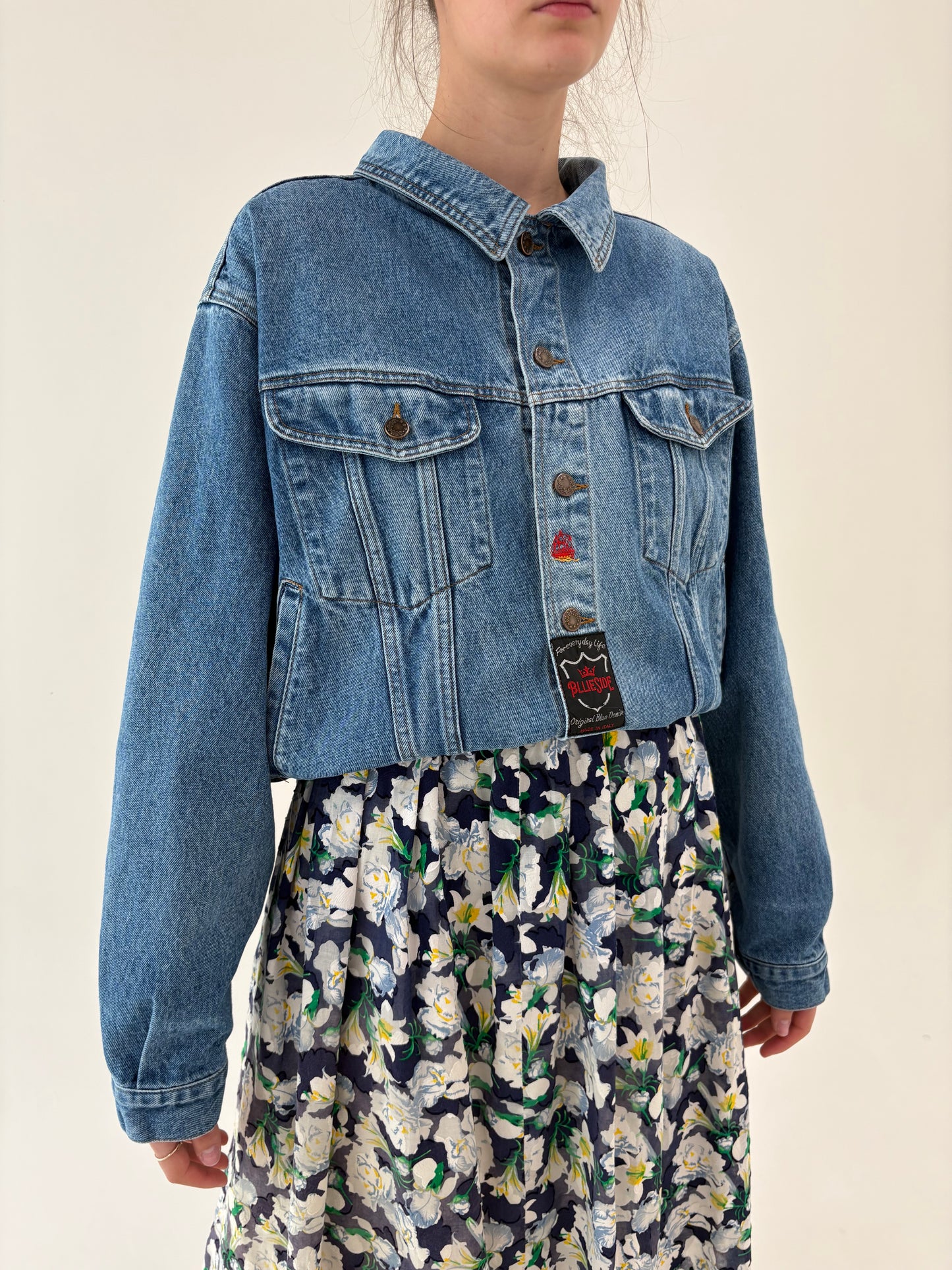 Geacă vintage premium din jeans classic wash cu bust amplu