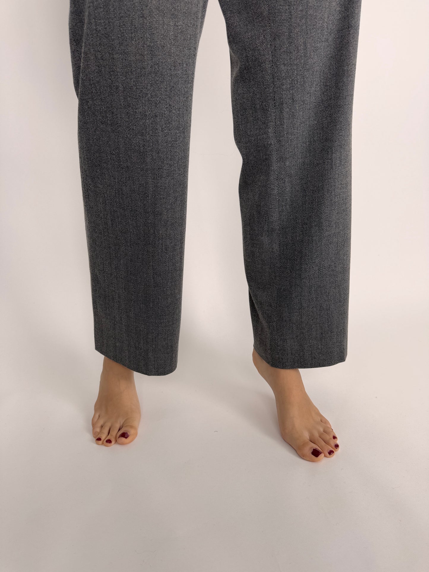 Pantaloni tall din stofă strech de lana extrafina cu talie înaltă plus size