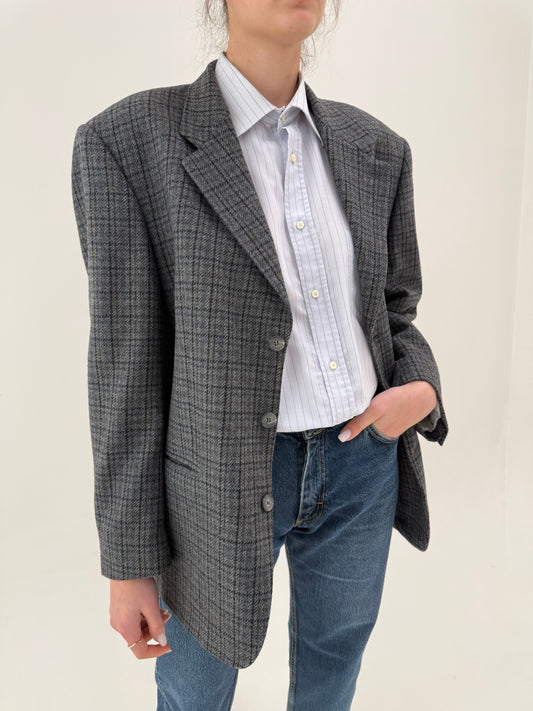 Sacou din tweed de lana pura in croi actual și nuanțe neutre