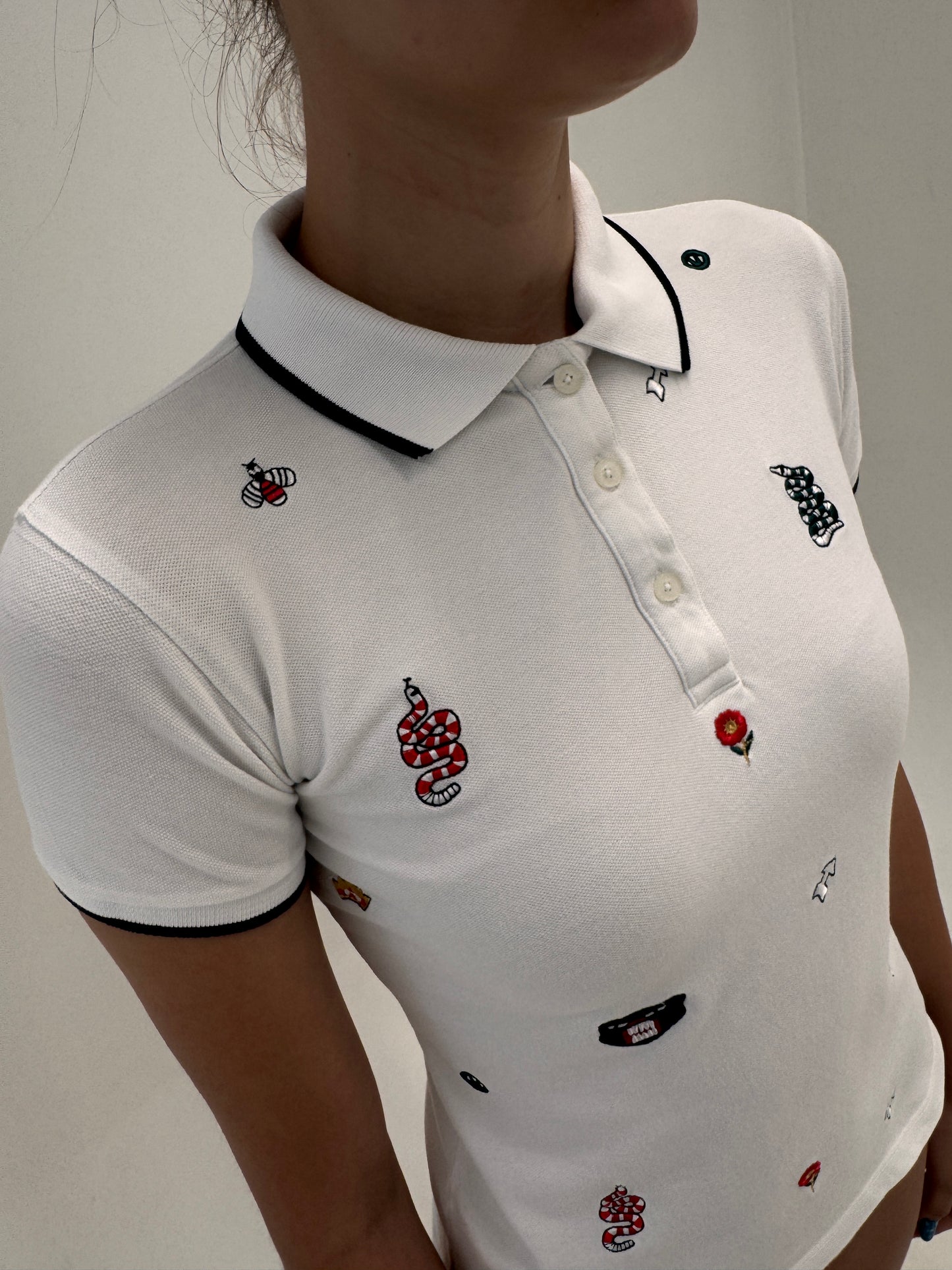 Top polo Gucci din bumbac de gramaj mare brodat