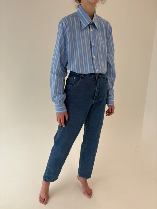 Jeans tall vintage ultra confort modelatori mom fit cu talie înaltă