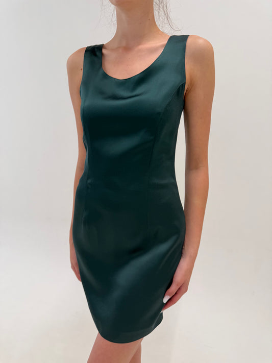 Rochie luxury vintage Laura Biagiotti din mătase naturală plină dark green