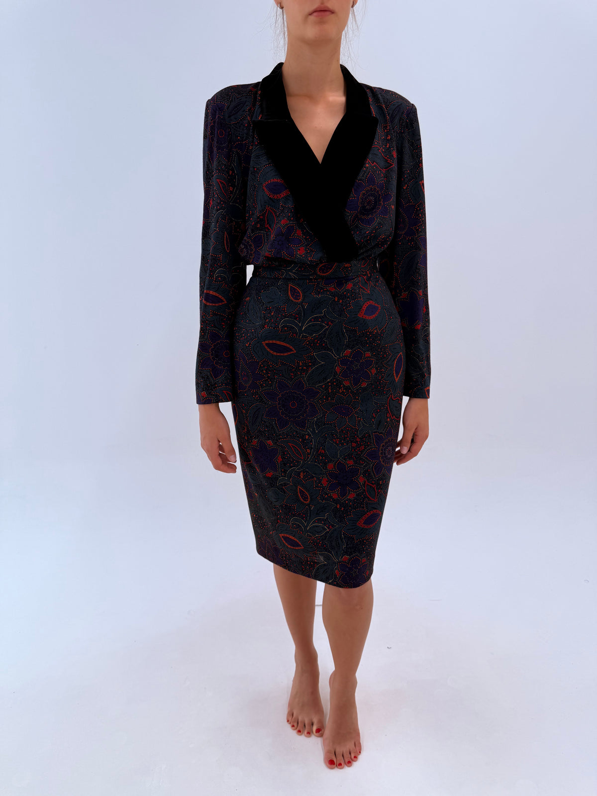 Set Luisa Spagnoli vintage excepțional din lanita extrafina subțire cu print paisley