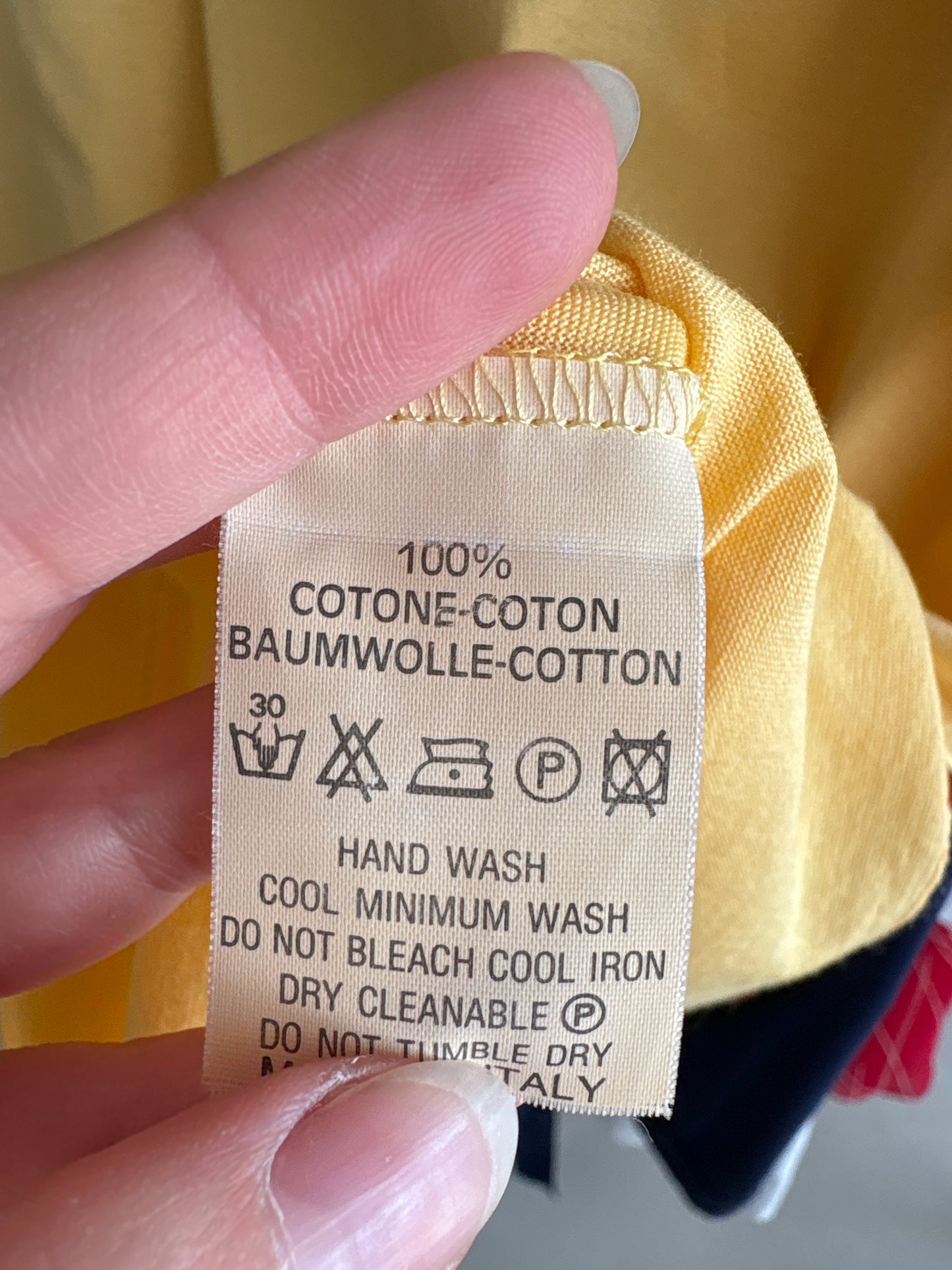 Top vintage Versace butter yellow din bumbac excepțional Filo di Scozia ușor satinat