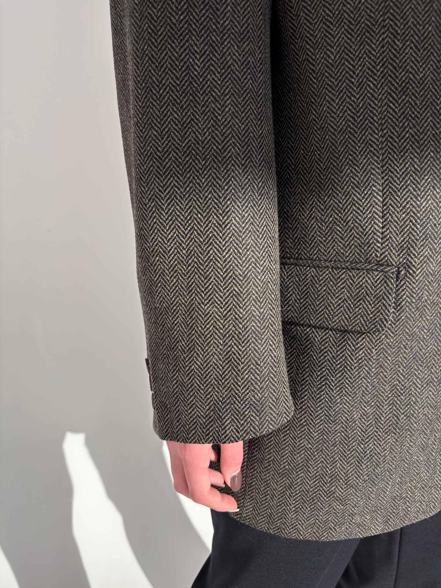 Sacou Italian din tweed chevron din cașmir și lana extrafina