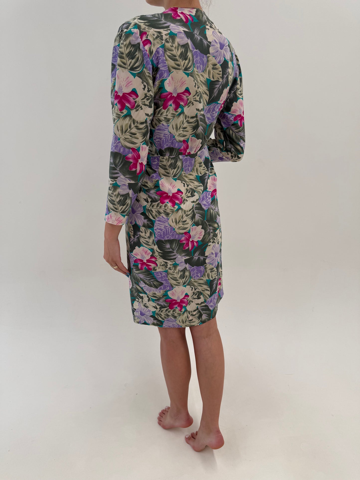 Rochie vintage din mătase naturală în croi petrecut și culori superbe