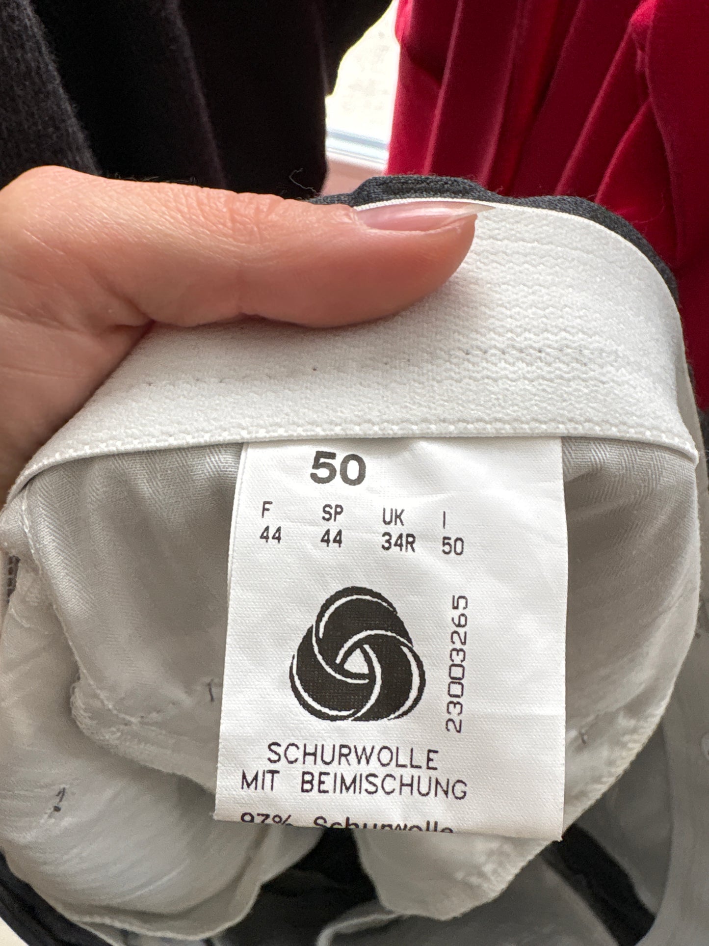 Pantaloni tall cu pense si manșete din lana extrafina pura certificată