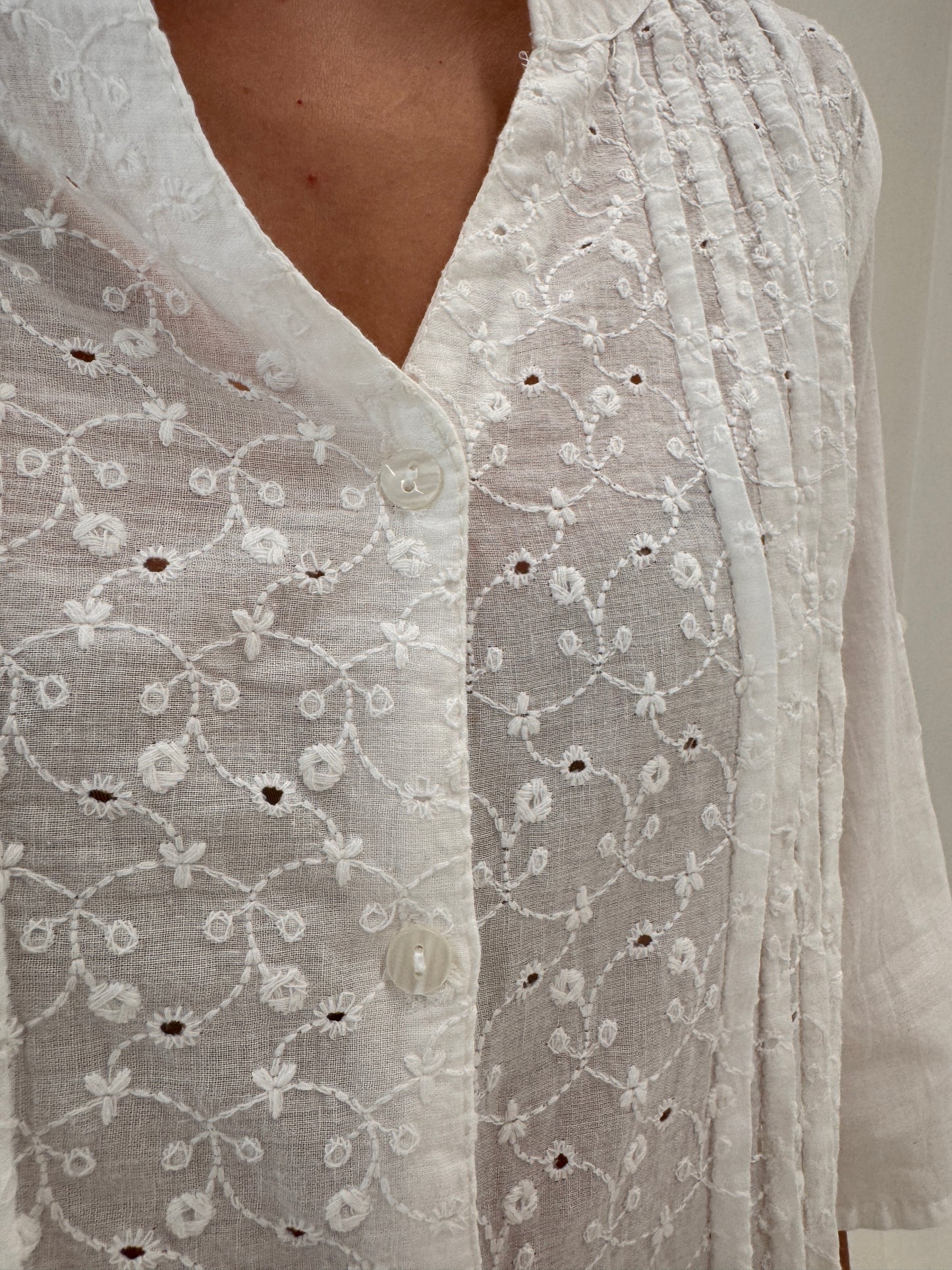 Rochie / tunica din bumbac luxury integral cu broderie anglaise
