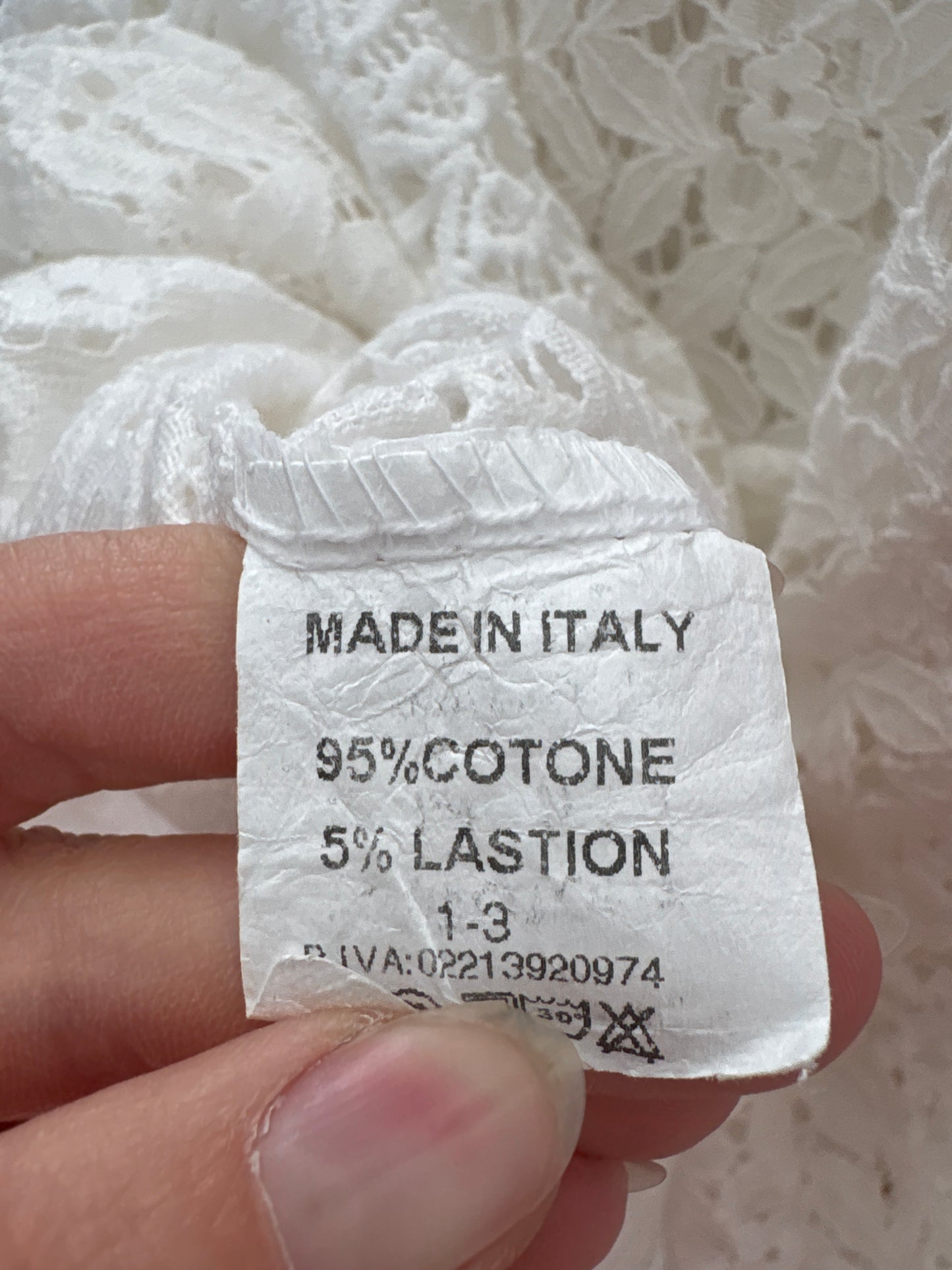 Tunica italiană excepțională în croi lung integral din dantelă macrame de bumbac