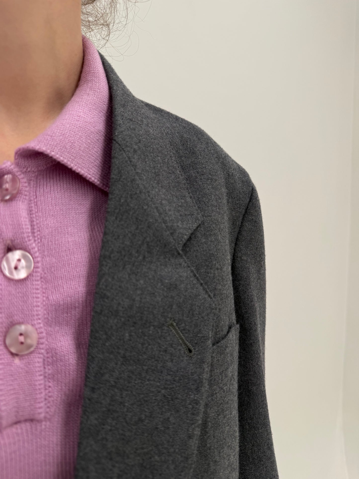 Sacou în stil Prada din lana extrafina plină pebble gray