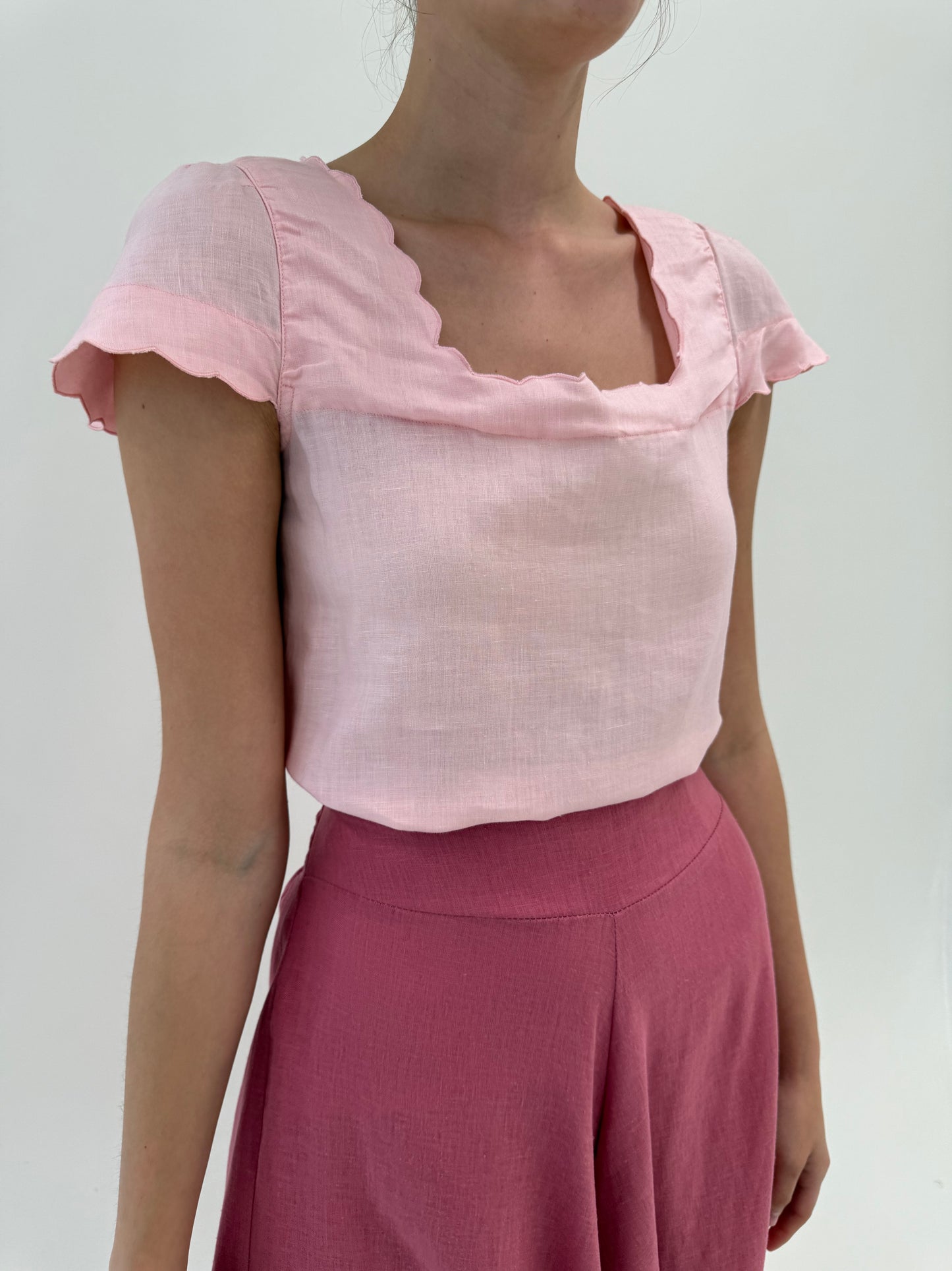 Top vintage roz pudrat din în în stil Chloe