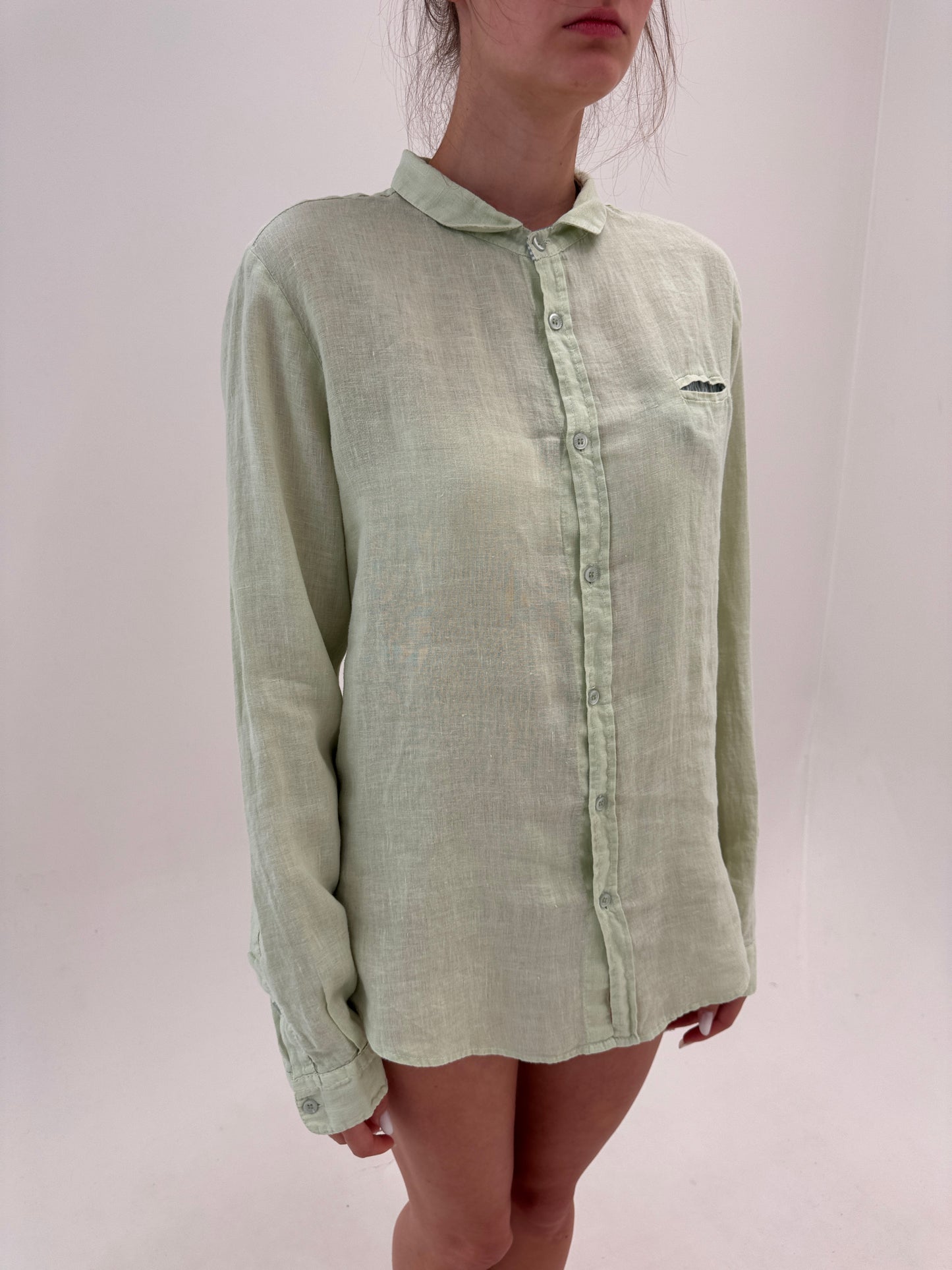 Cămașa de brand super premium Inperial pistachio green din in