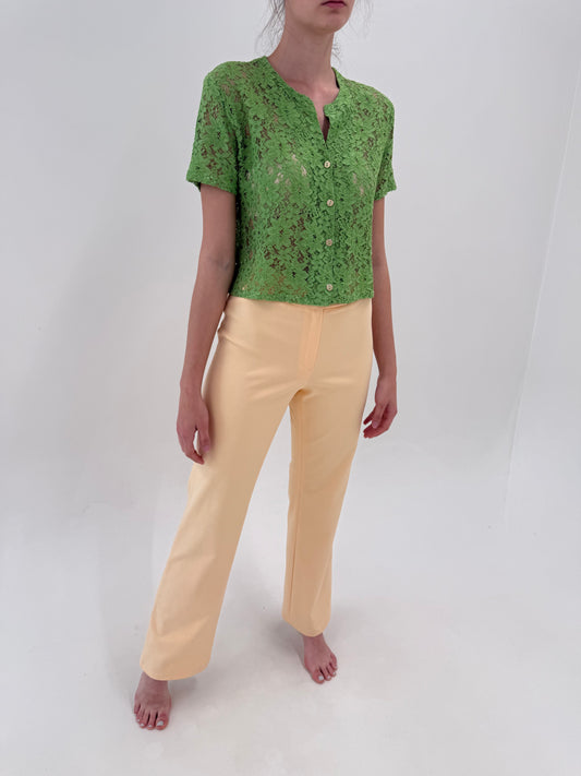 Pantaloni tall de vară din pânză de bumbac modelatoare ușor evazați
