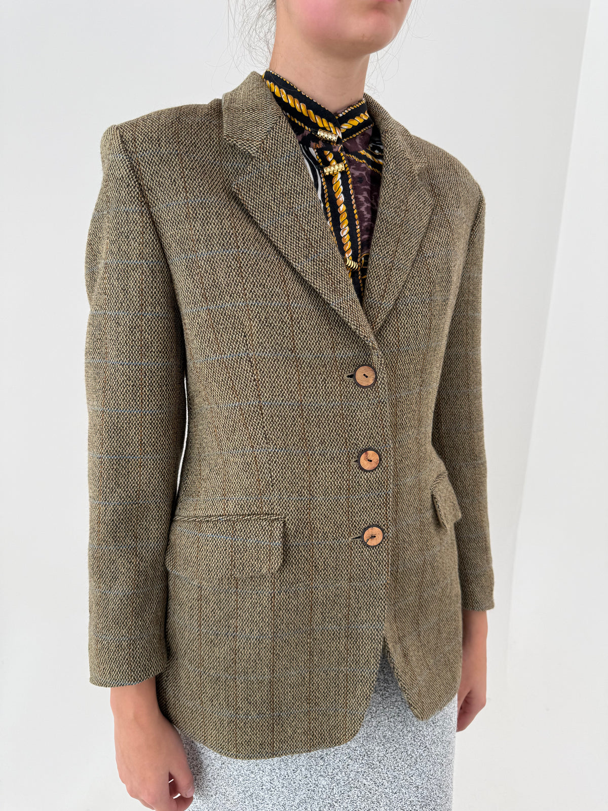 Sacou camel din tweed excepțional de lana pura virgină certificată