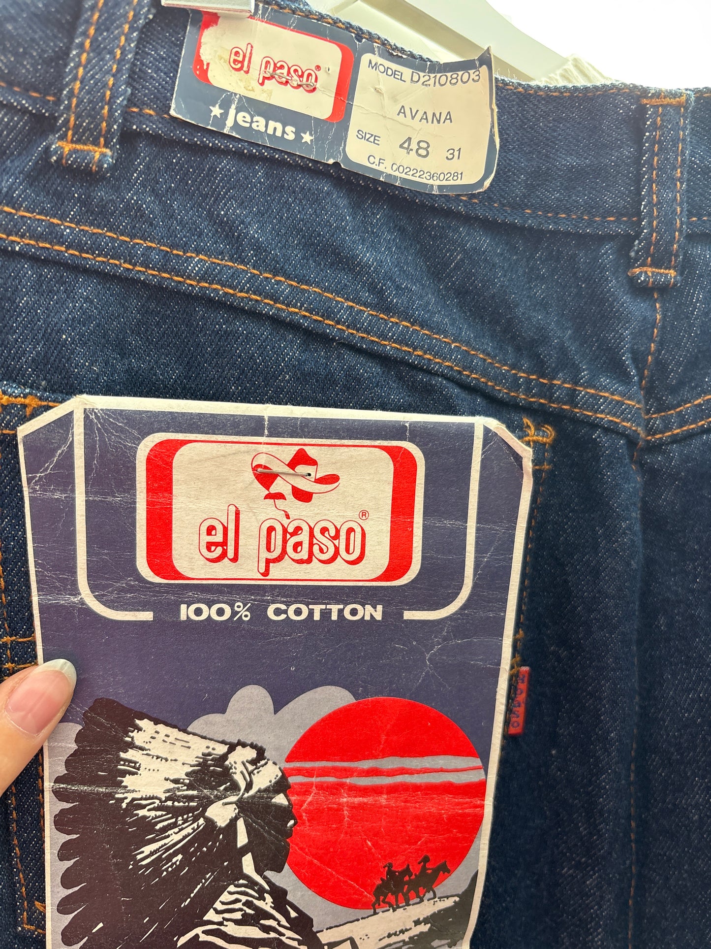 Fustă vintage nouă din jeans raw indigo wash in croi A-line
