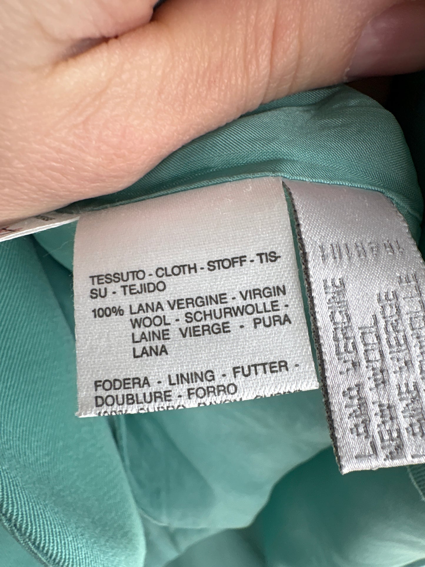 Costum Max Mara mint green de primăvară din lanita subțire cu detalii chic