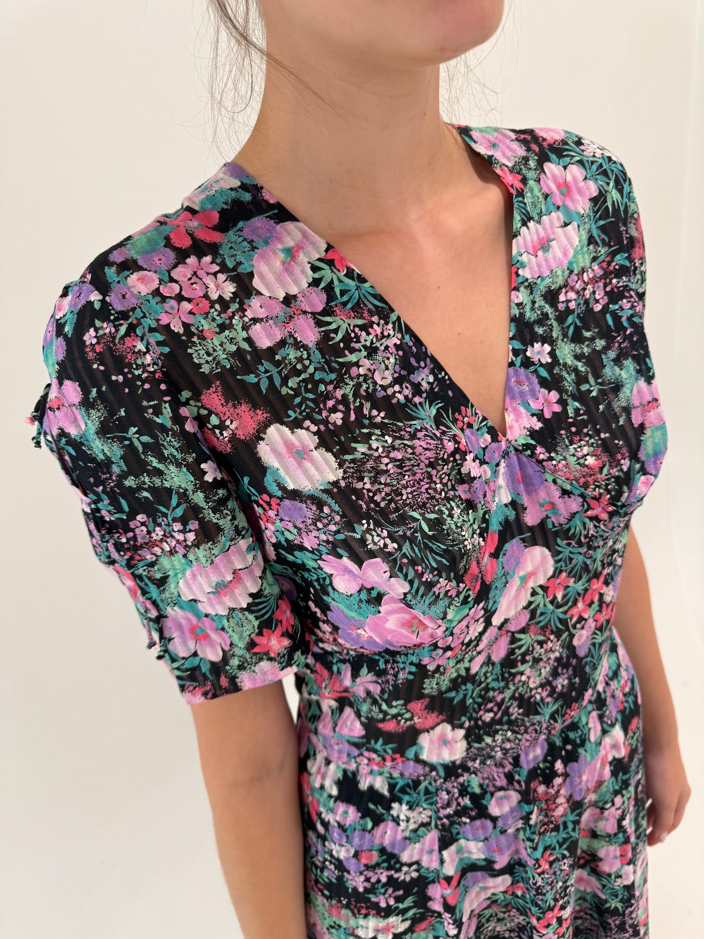 LBD vintage maxi în croi de ani 50 cu talie ultra înaltă marcată