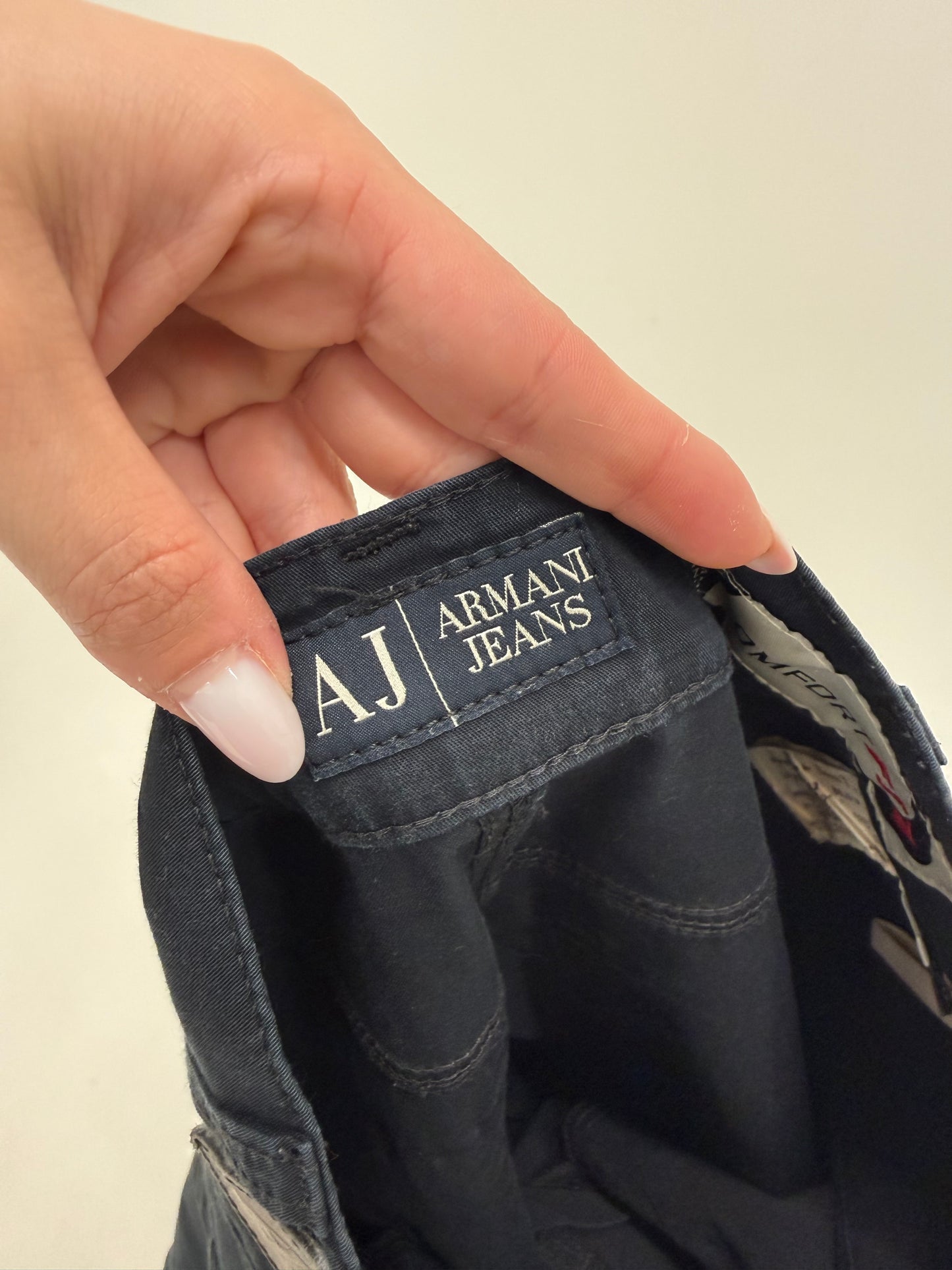 Pantaloni Armani de vară negri din bumbac modelatir straight leg ultra confort