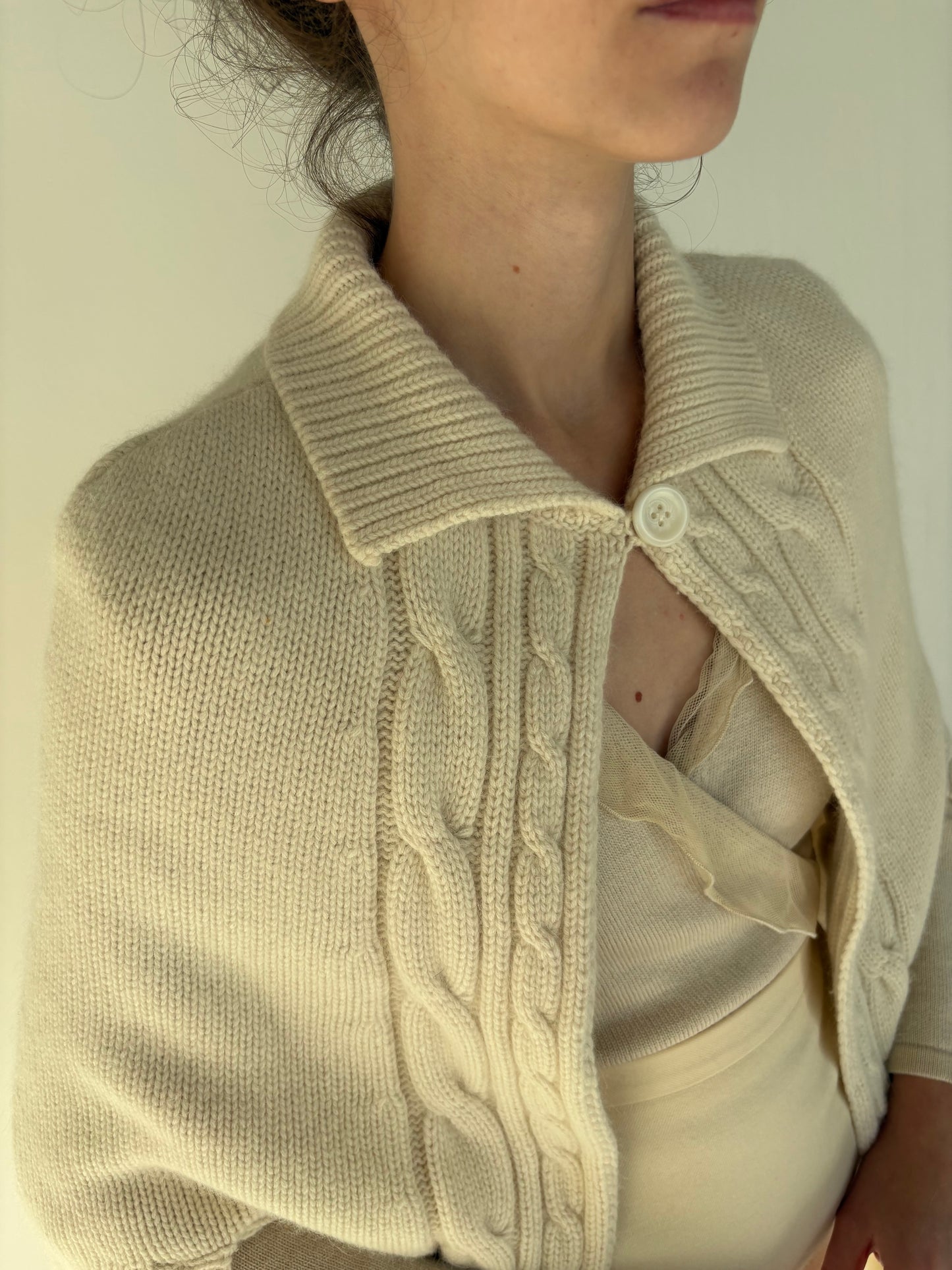 Capa din cașmir Tommy Hilfiger High end butter white