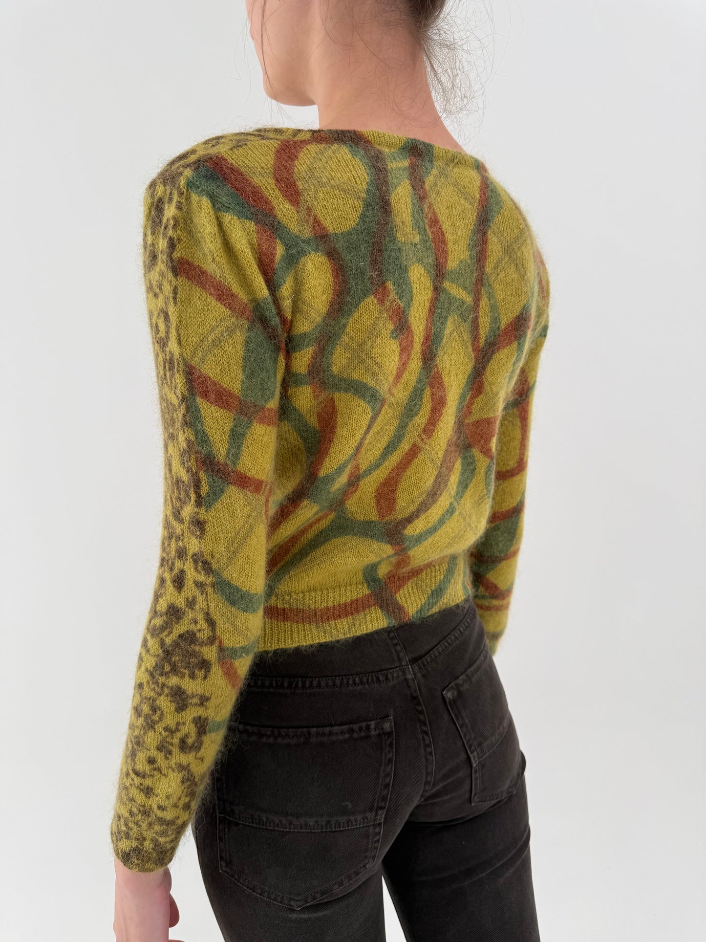 Cardigan Max Mara animal print stilizat în croi ușor cropped