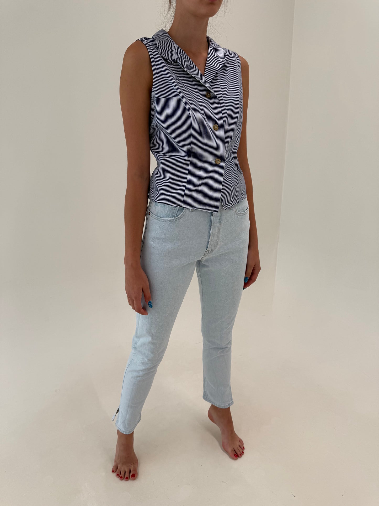 Jeans Levi’s 501 S premium light wash ultra modelatori cu talie înaltă