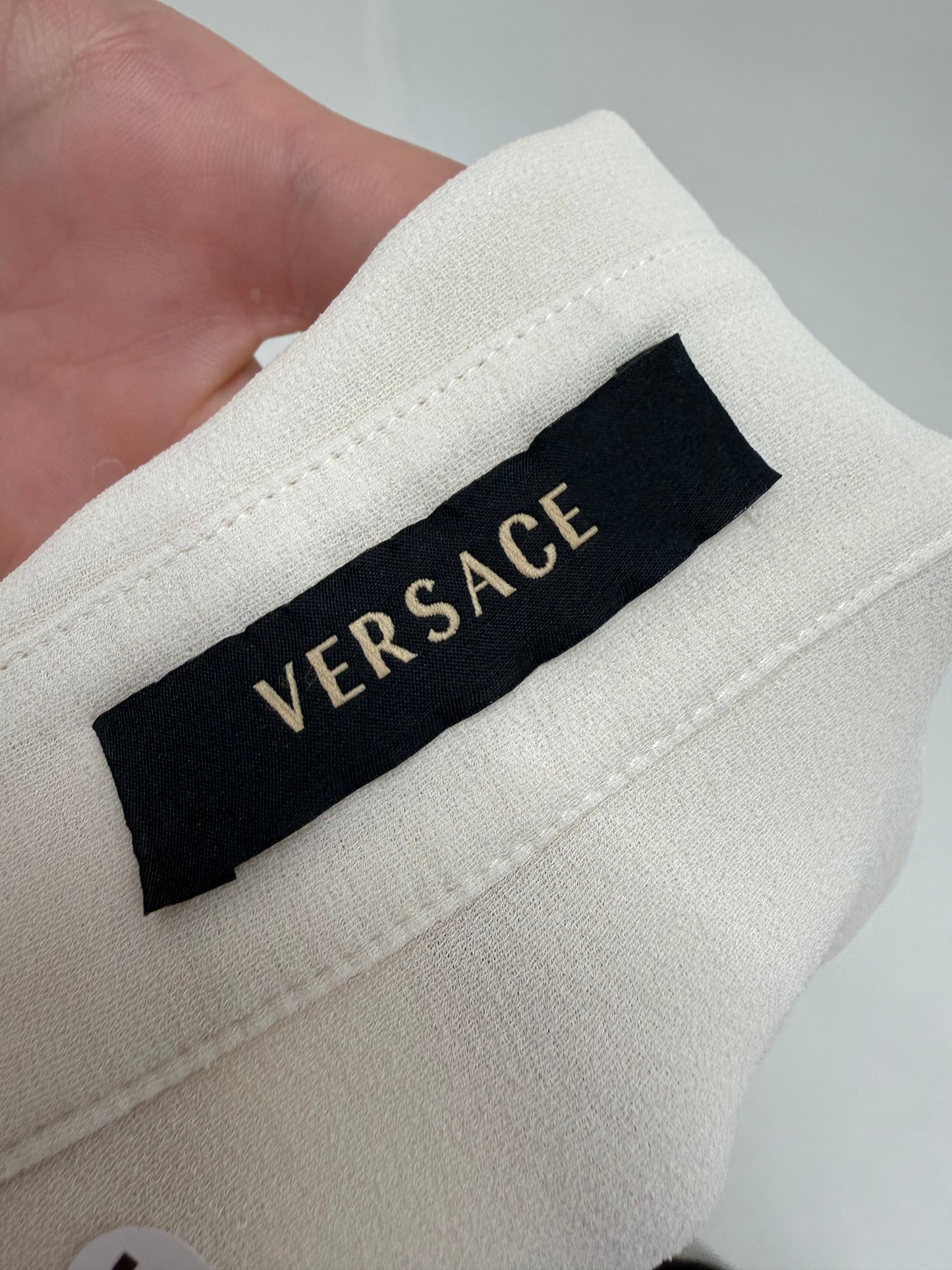 Cămașa Versace din crep de mătase naturală inc roi actual