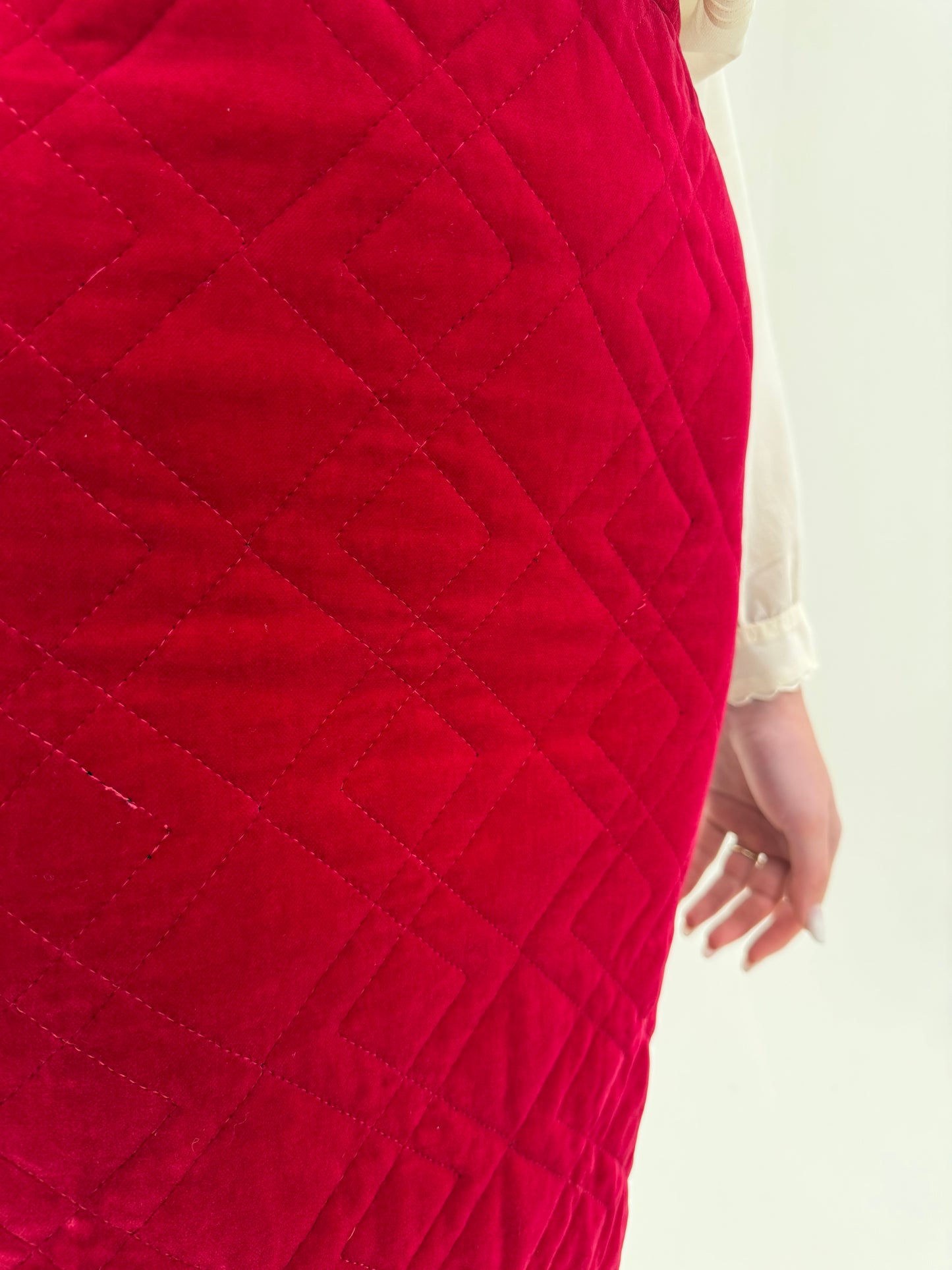 Fustă maxi dark cherry red din matlase exceptional de catifea