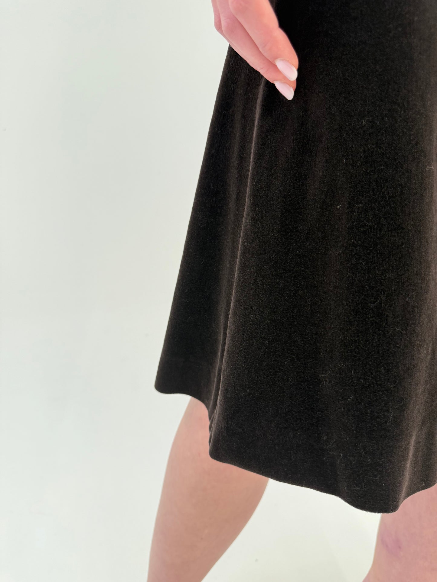 Fustă vintage chocolate brown brown midi din catifea excepționala de la zi la seară