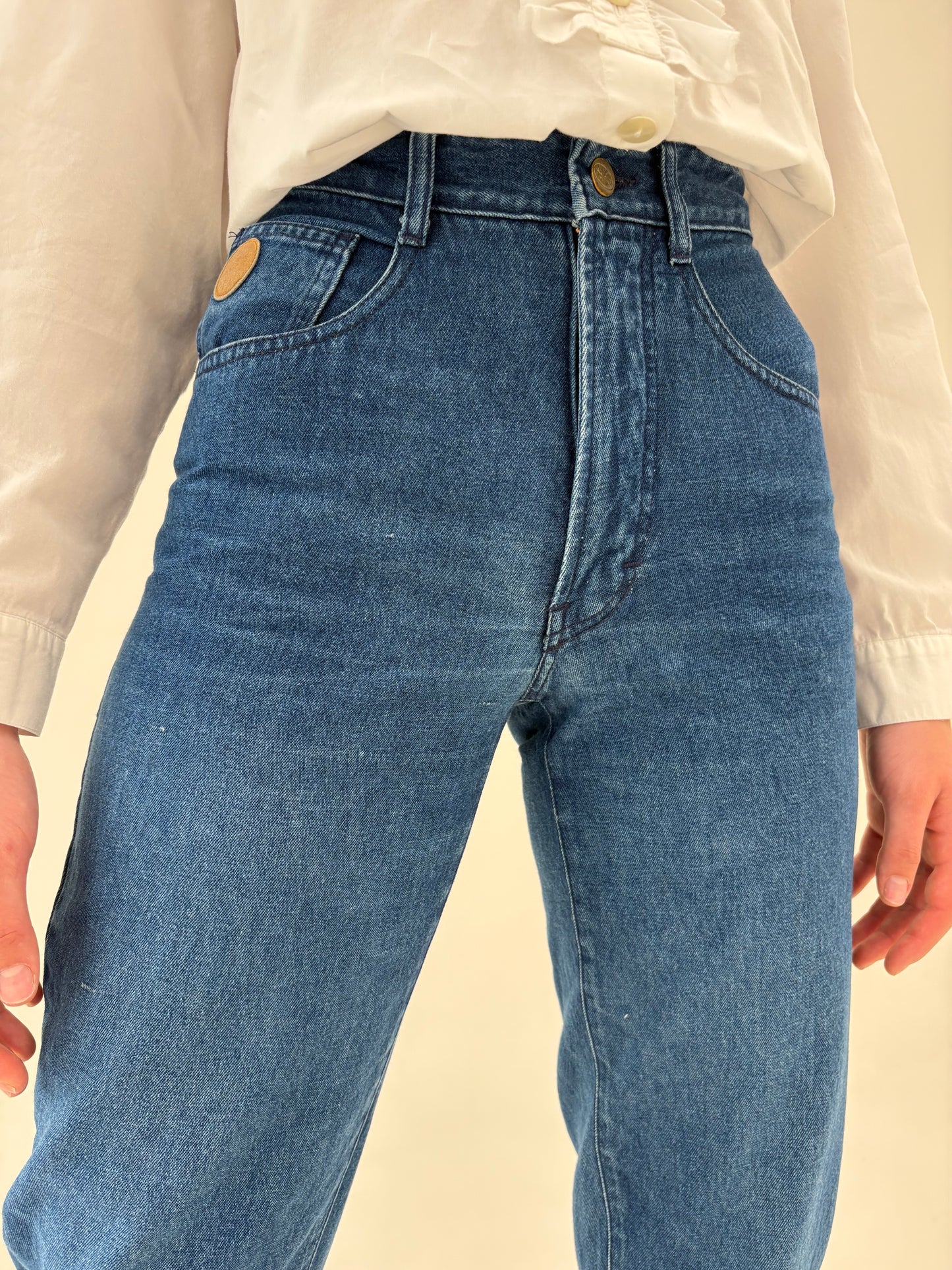 Jeans luxury Trussardi indigo wash cu talie înaltă