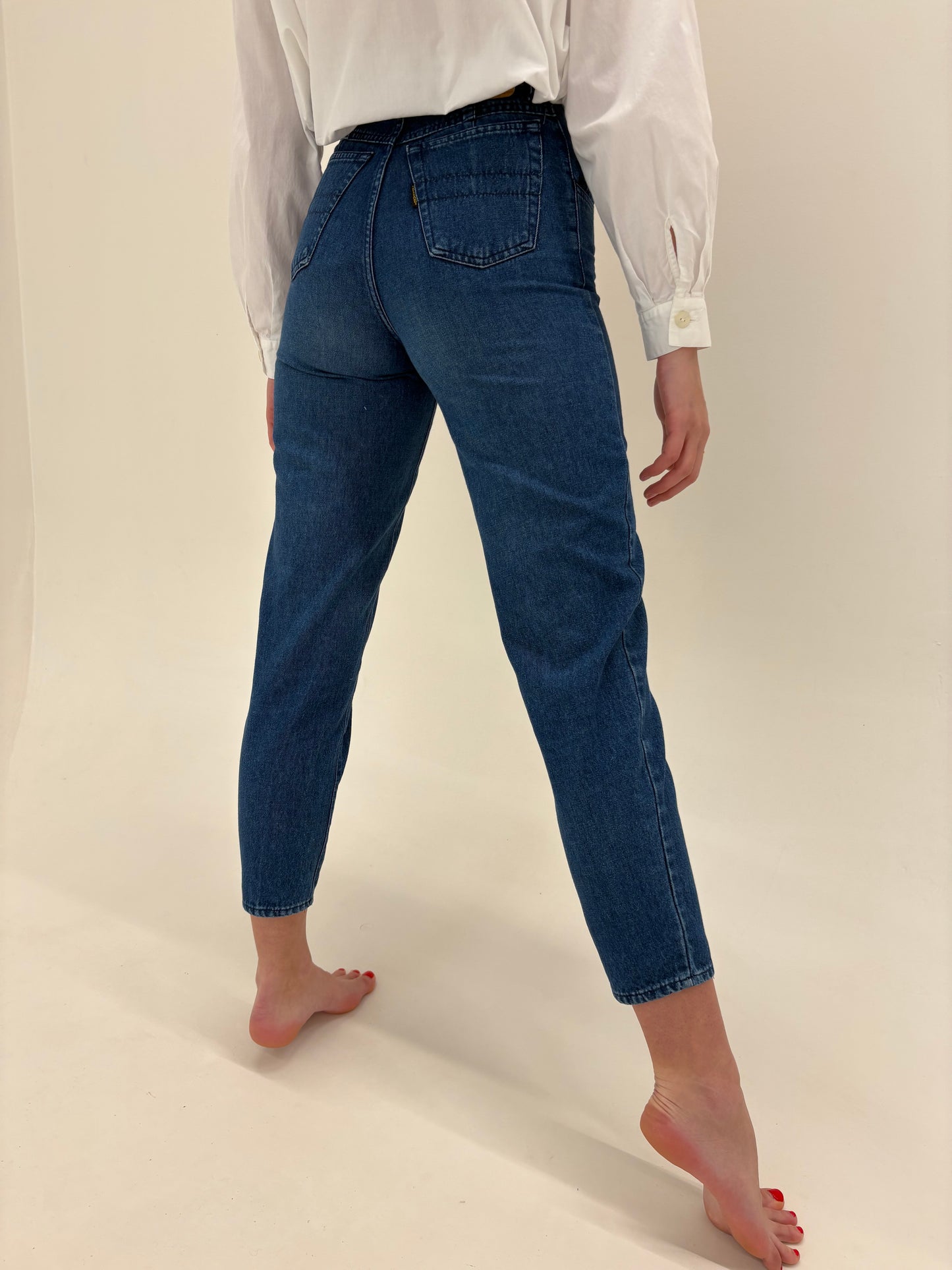 Jeans luxury Trussardi indigo wash cu talie înaltă