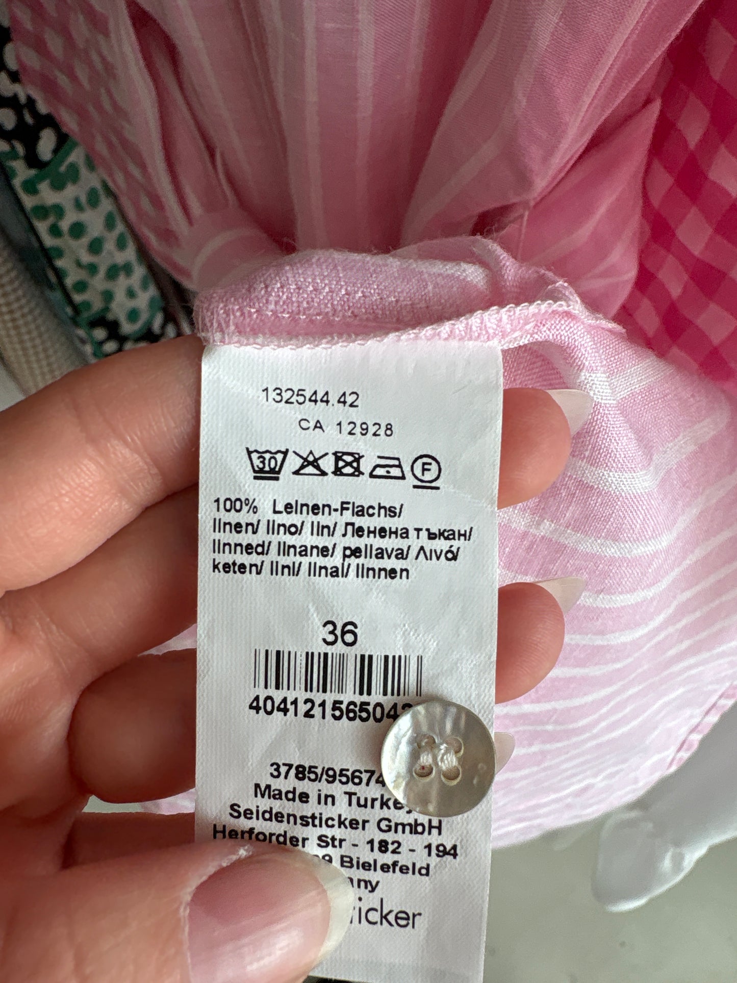 Rochie tip cămașă din in premium cu dungi fine verticale și cordon lat și buzunare