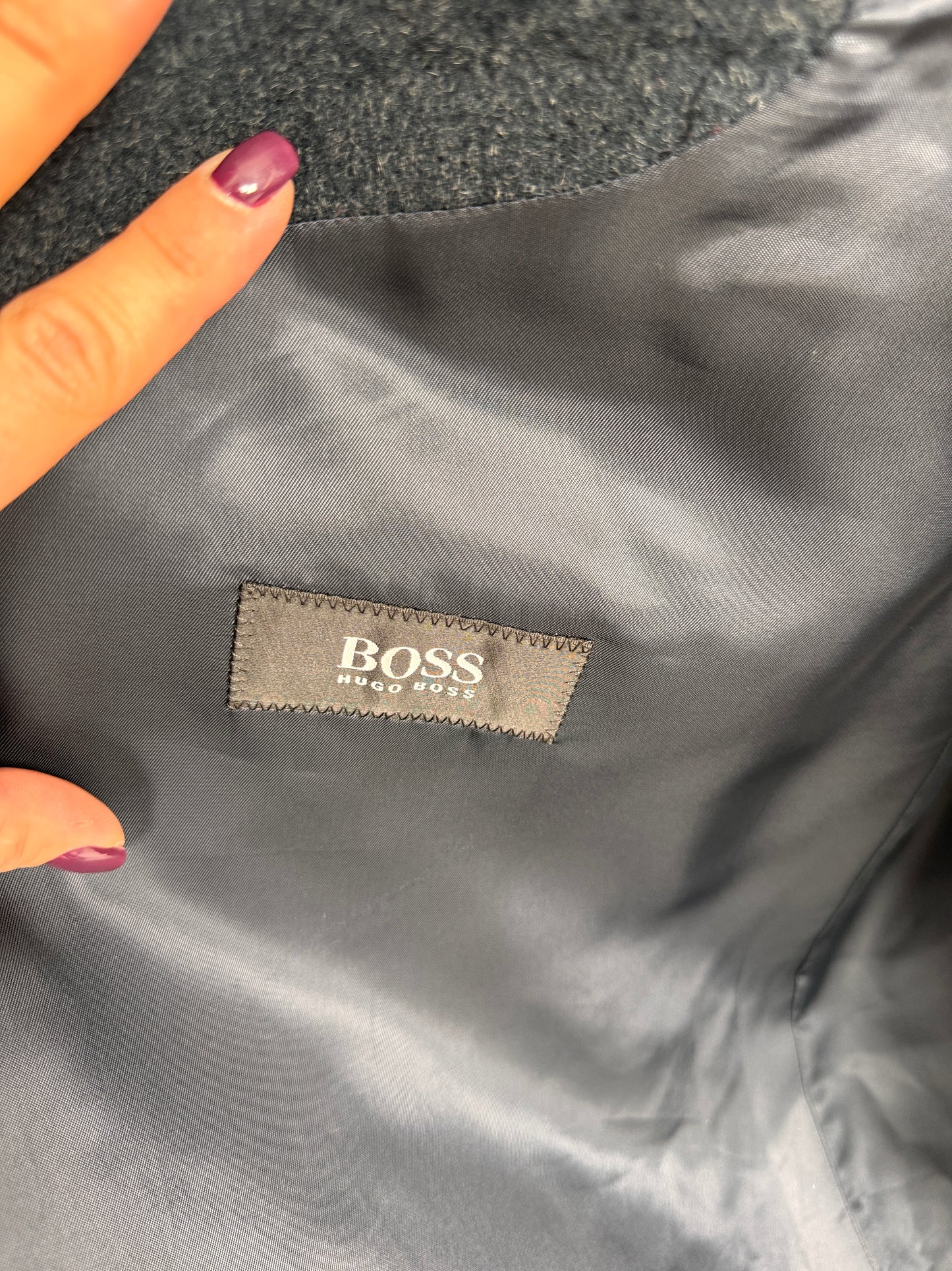 Palton Hugo Boss din stofă plină de lana excepțională dark green