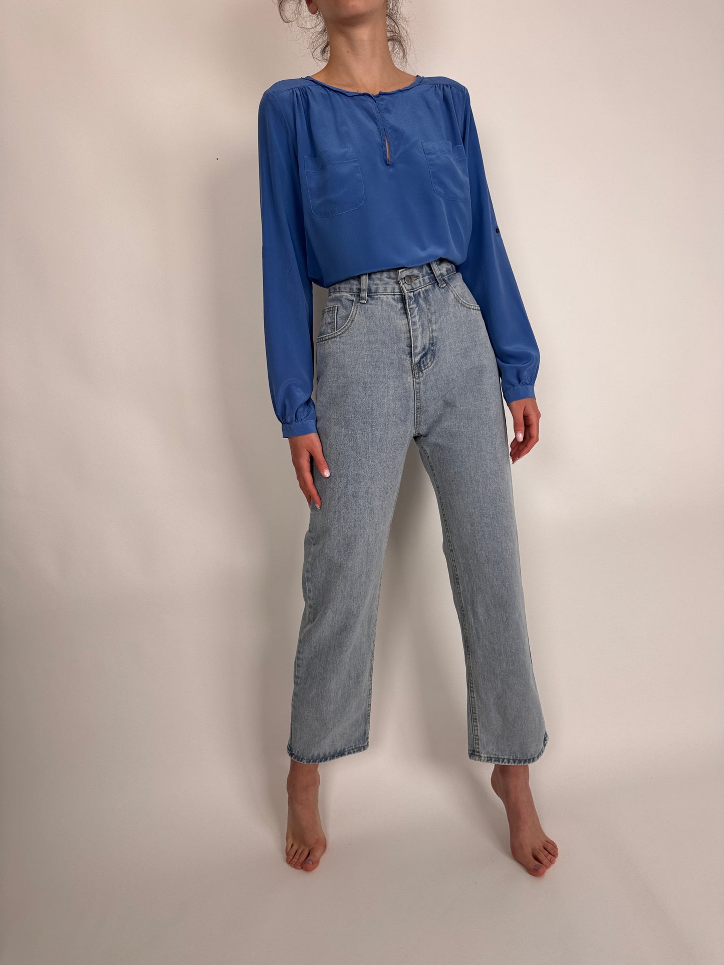 Jeanși tall cu talie ultra înaltă light wash