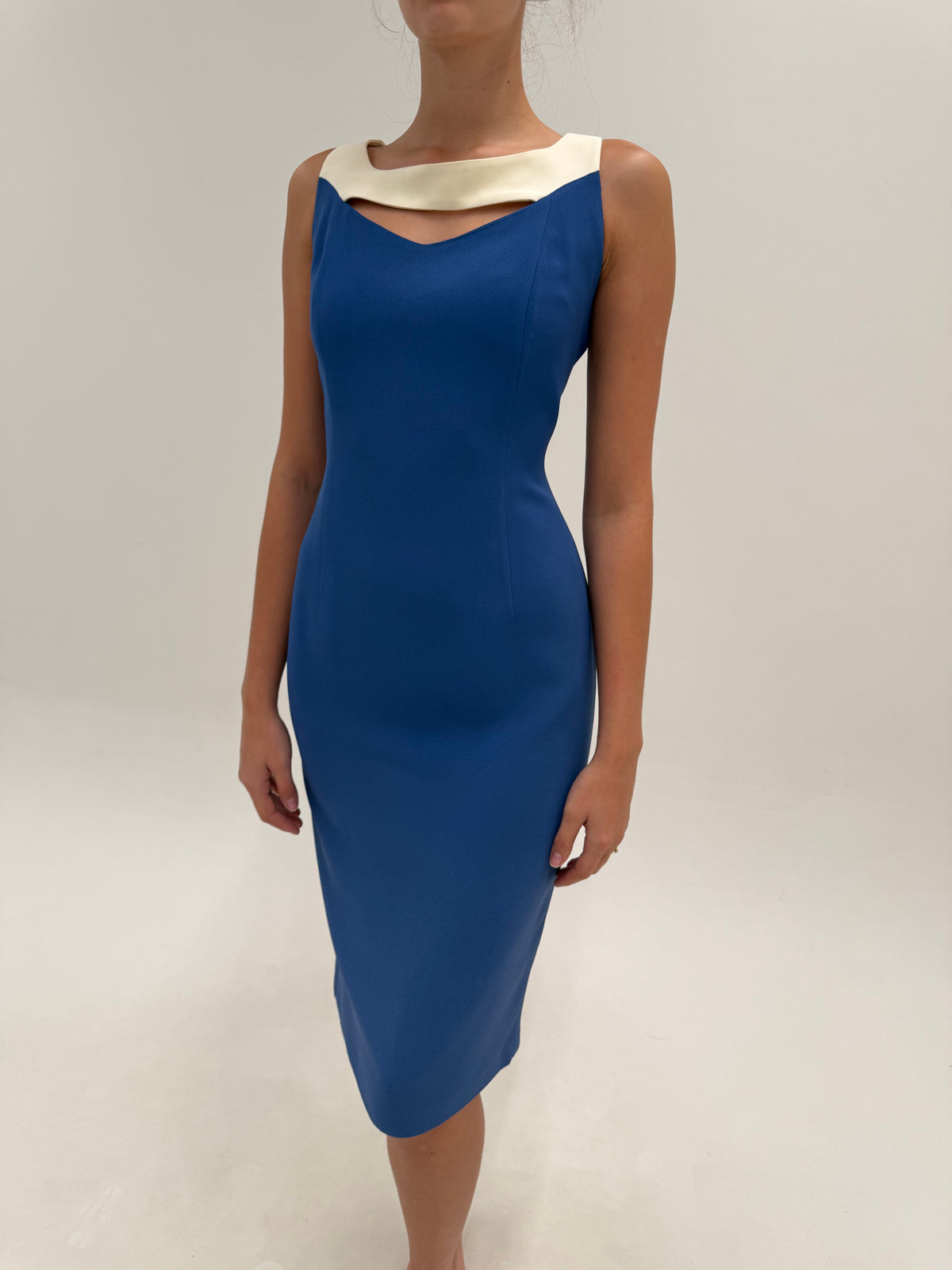 Rochie vintage italiană bodycon în croi ultra chic din stofita de la business la cocktail