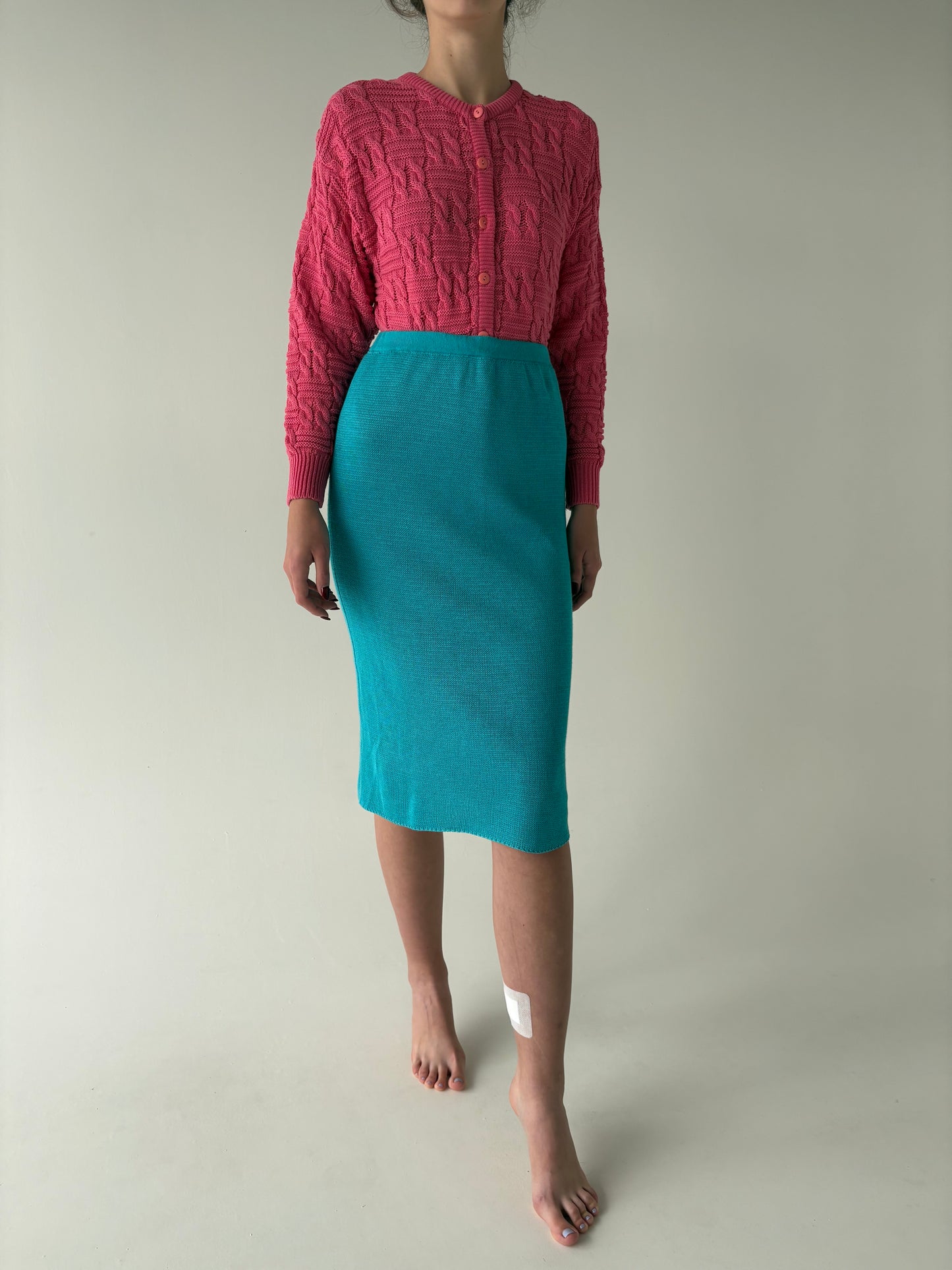 Fustă conică cu talie ultra înaltă din jerse din mix de lana extrafina