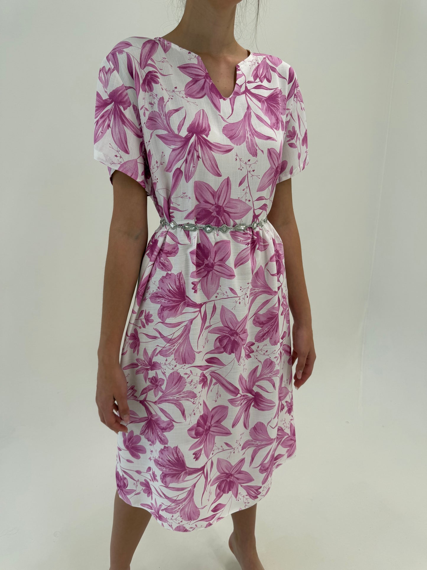 Rochie italiană nouă cu etichetă în croi lejer din pânză premium cu  print floral