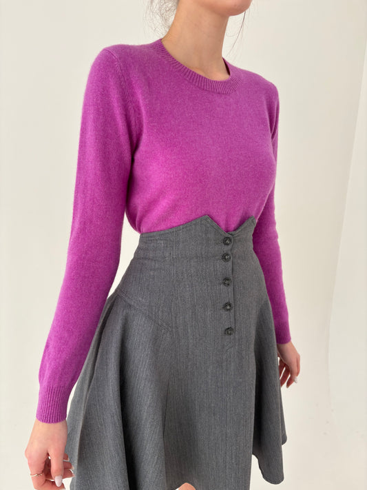 Puloveras din cașmir crew neck roz tare