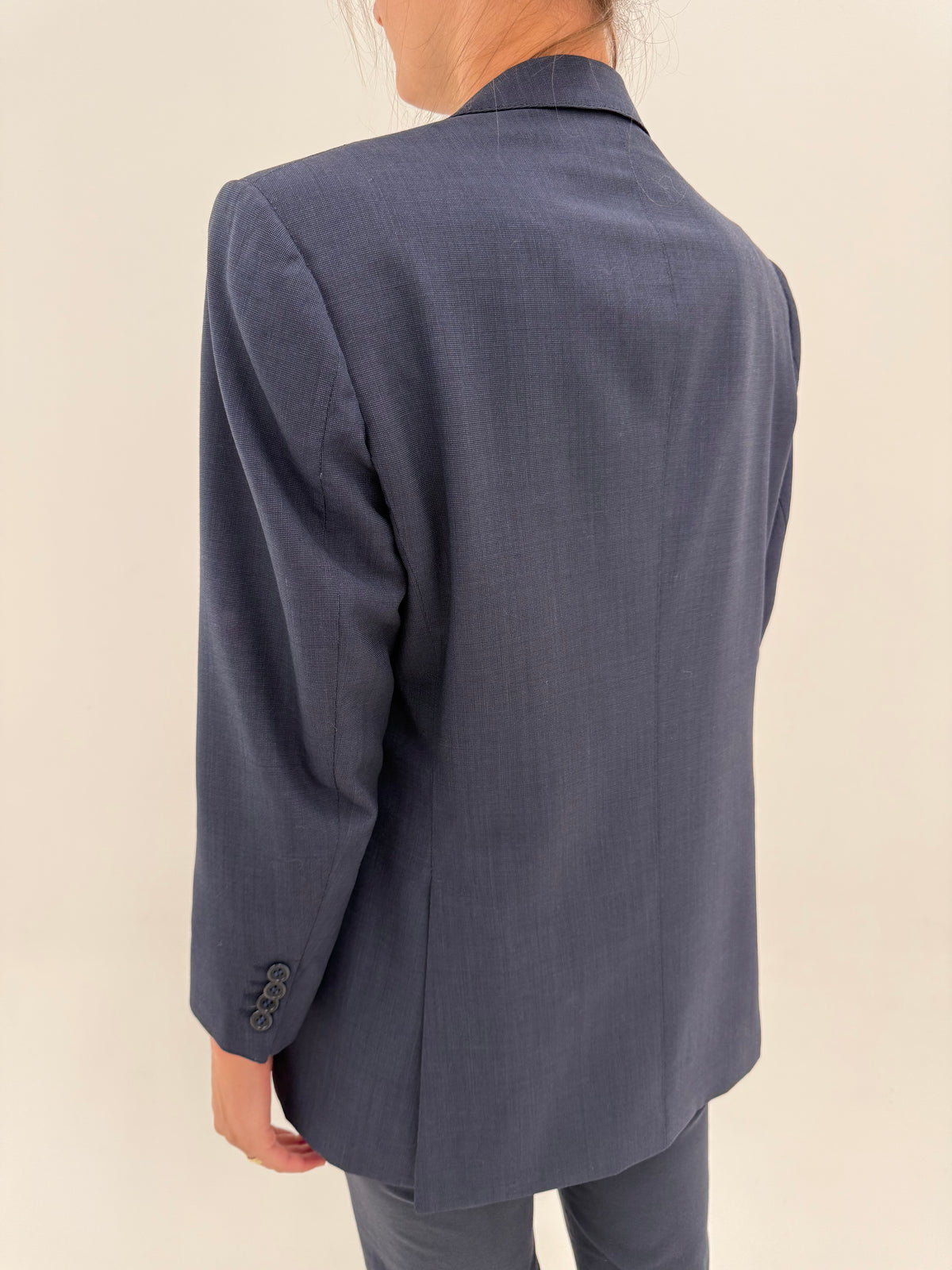 Sacou petite din stofă ultra luxury Scabal de brand sartorial italian Navy