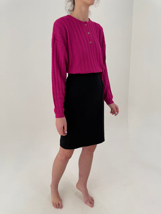 Fustă neagră de brand premium din tricot de lana extrafina merino